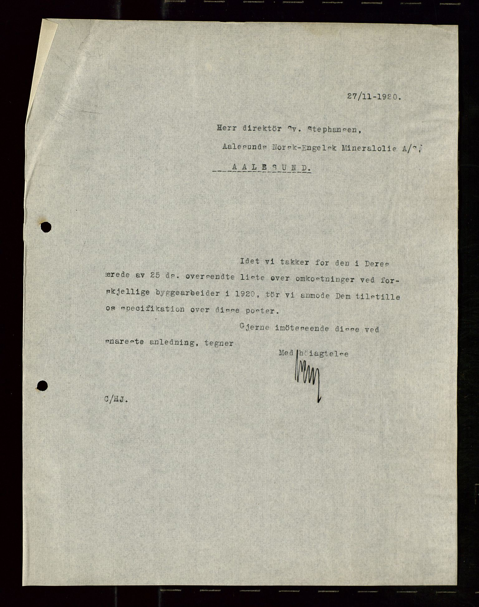 Pa 1521 - A/S Norske Shell, AV/SAST-A-101915/E/Ea/Eaa/L0010: Sjefskorrespondanse, 1920, p. 49