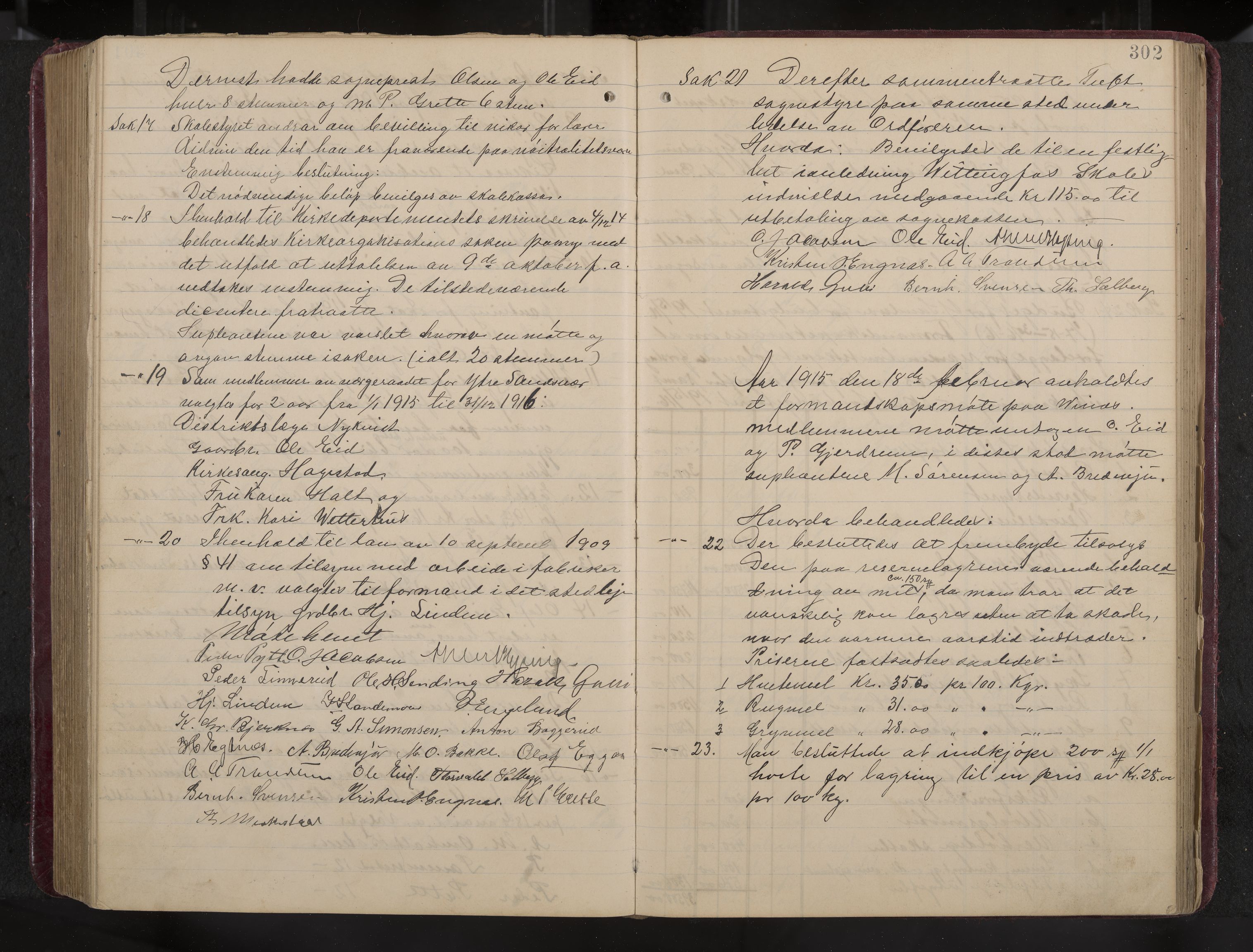 Ytre Sandsvær formannskap og sentraladministrasjon, IKAK/0629021/A/Aa/L0001: Møtebok med register, 1902-1919, p. 302