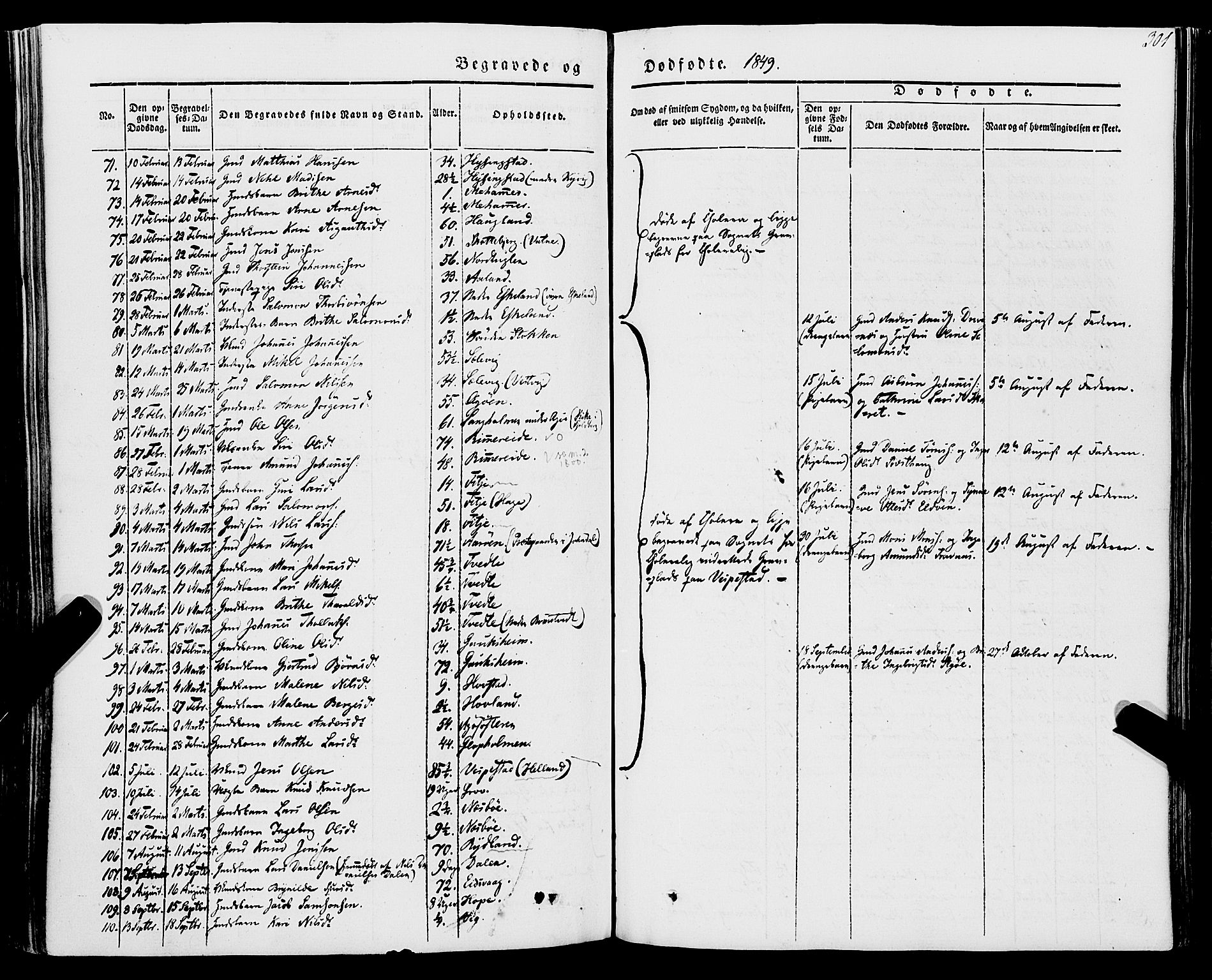 Stord sokneprestembete, SAB/A-78201/H/Haa: Parish register (official) no. A 7, 1841-1861, p. 301
