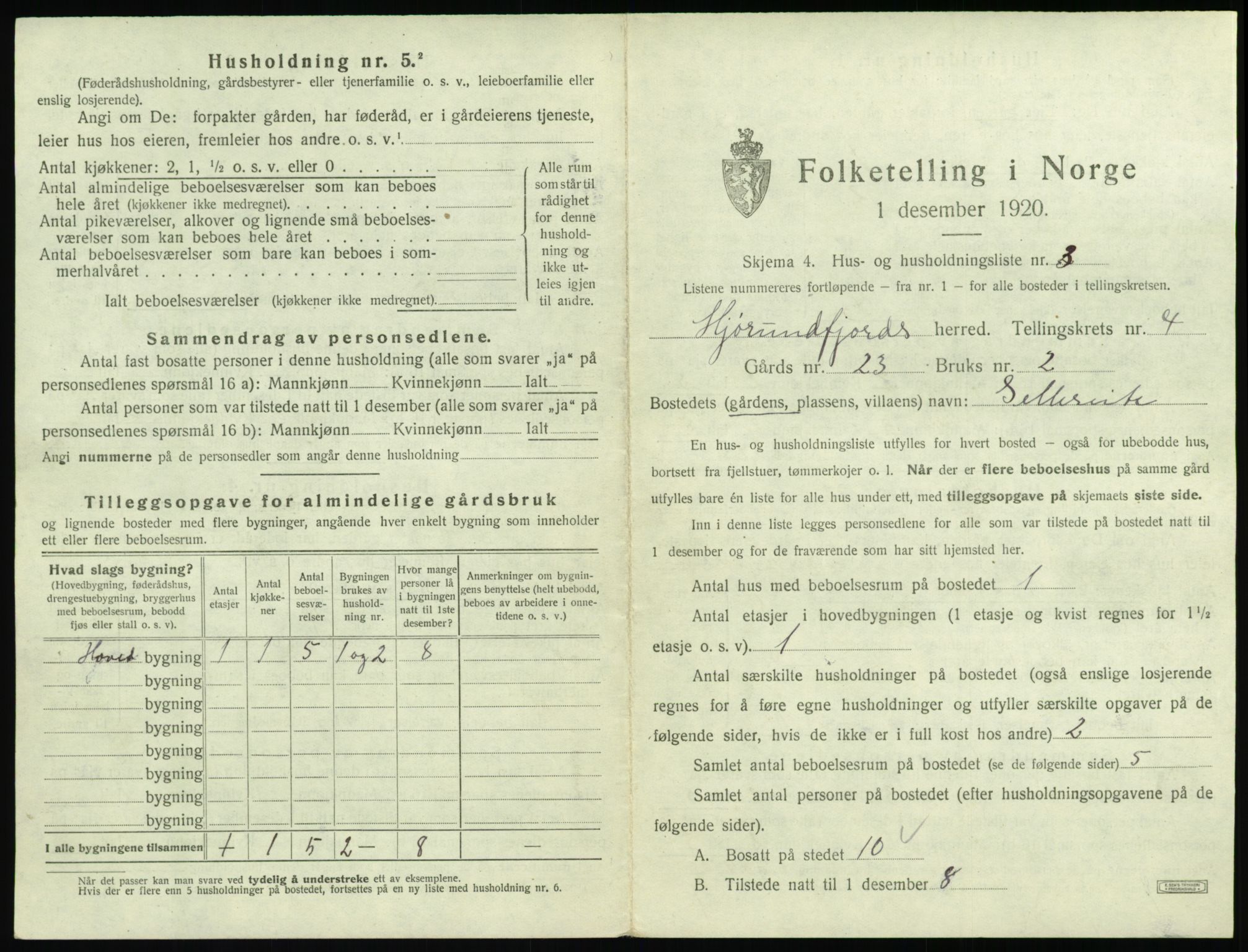 SAT, 1920 census for Hjørundfjord, 1920, p. 181