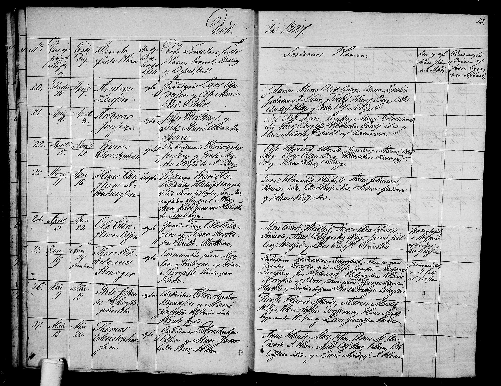 Våle kirkebøker, AV/SAKO-A-334/F/Fa/L0008: Parish register (official) no. I 8, 1824-1844, p. 23