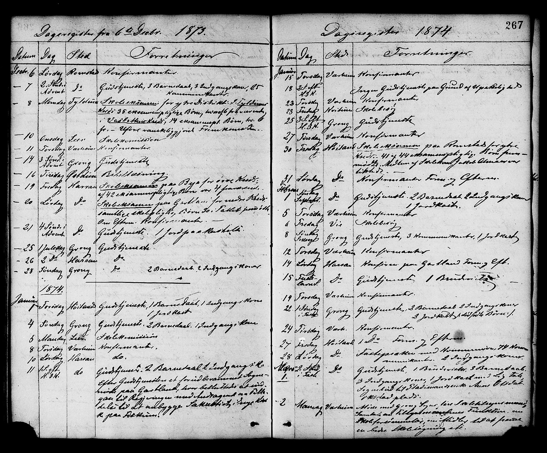 Ministerialprotokoller, klokkerbøker og fødselsregistre - Nord-Trøndelag, SAT/A-1458/758/L0516: Parish register (official) no. 758A03 /1, 1869-1879, p. 267