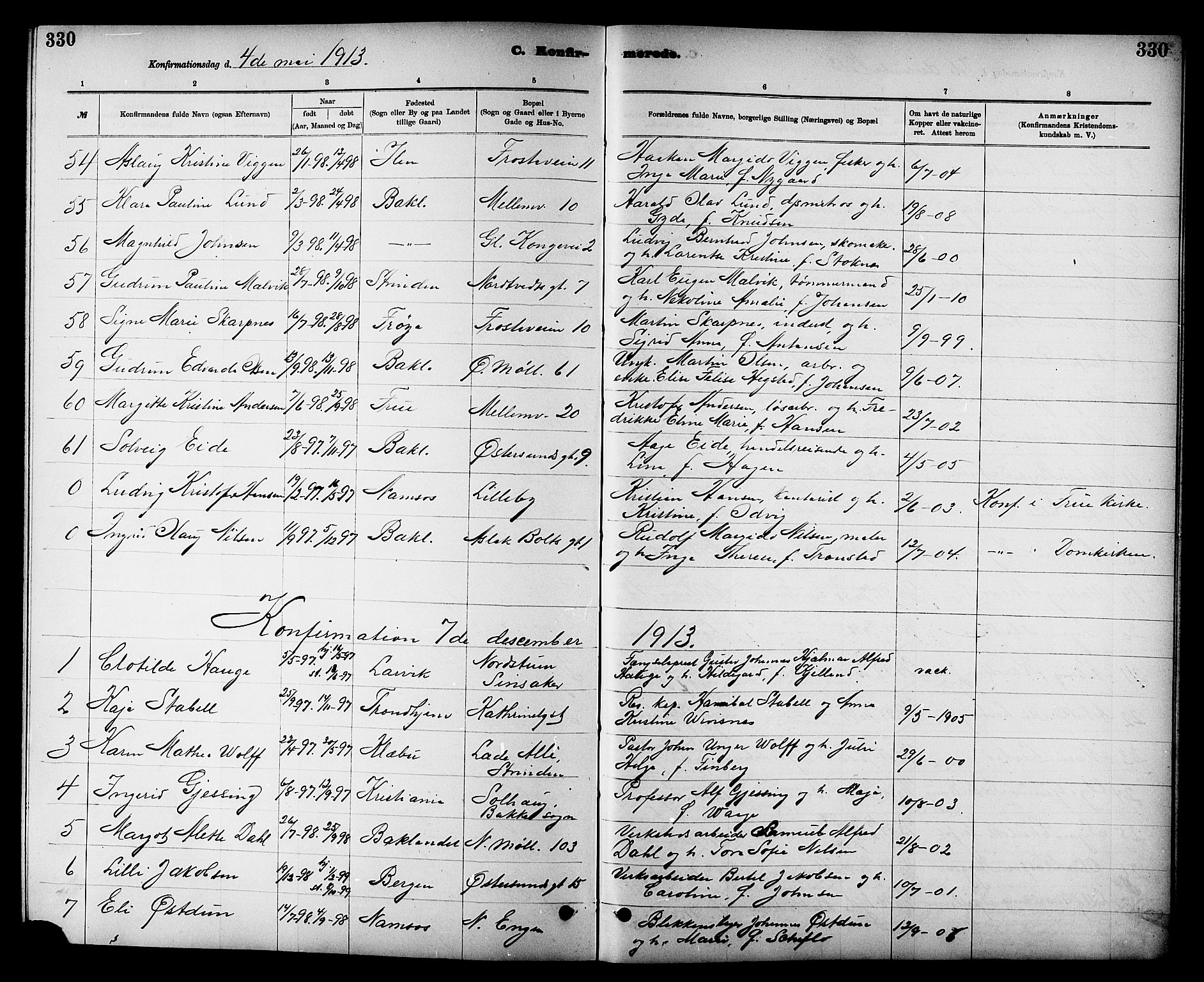 Ministerialprotokoller, klokkerbøker og fødselsregistre - Sør-Trøndelag, AV/SAT-A-1456/605/L0254: Parish register (copy) no. 605C01, 1908-1916, p. 330