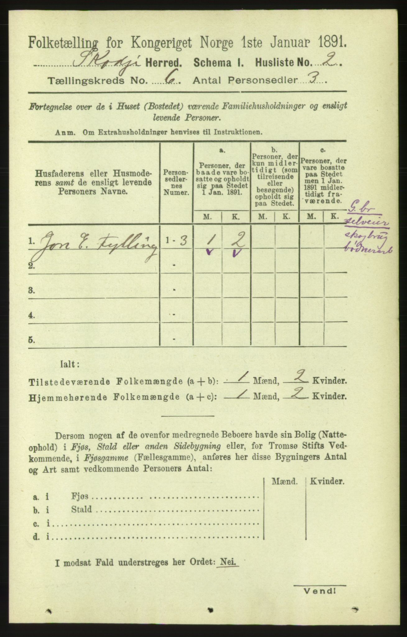 RA, 1891 census for 1529 Skodje, 1891, p. 1227