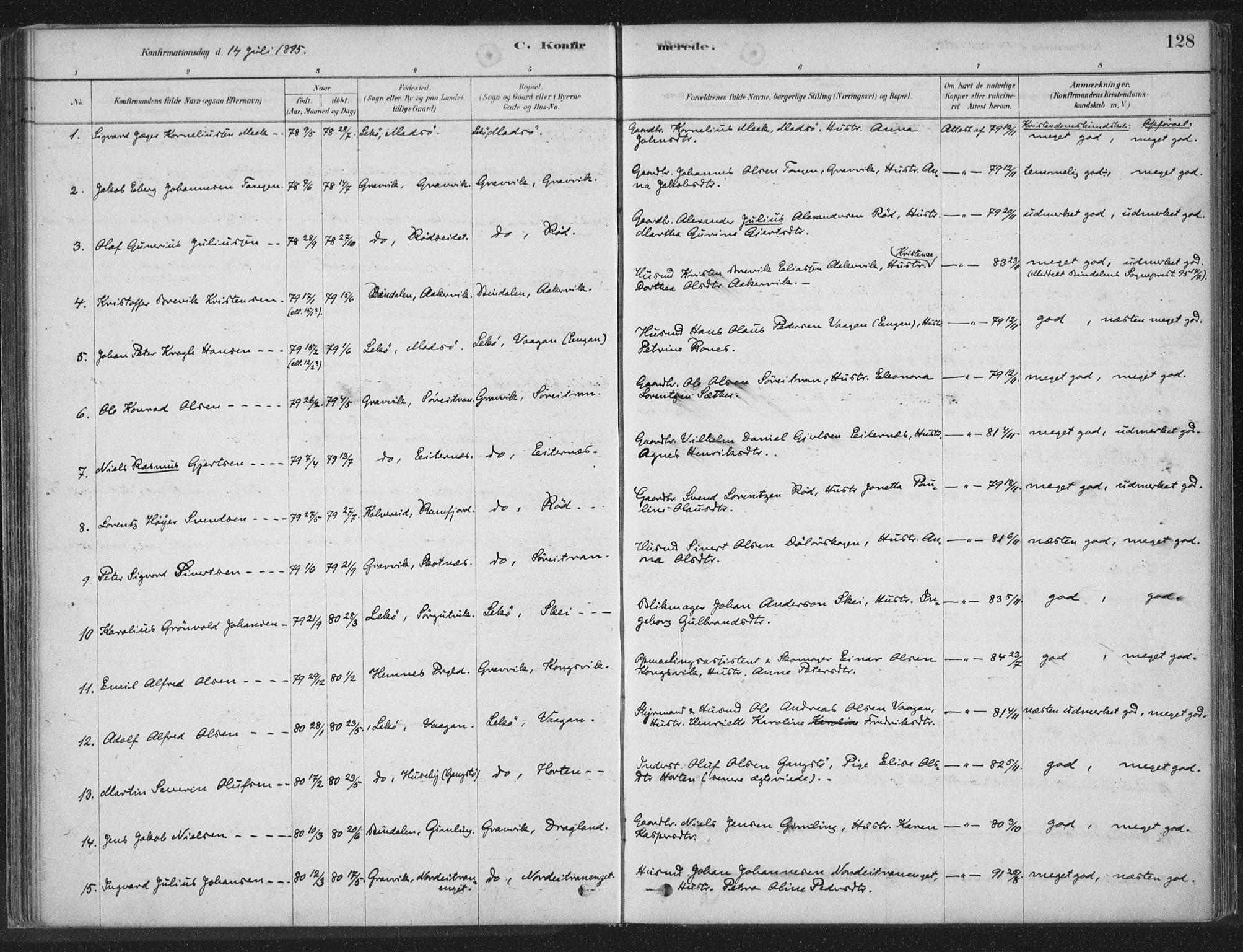 Ministerialprotokoller, klokkerbøker og fødselsregistre - Nord-Trøndelag, AV/SAT-A-1458/788/L0697: Parish register (official) no. 788A04, 1878-1902, p. 128