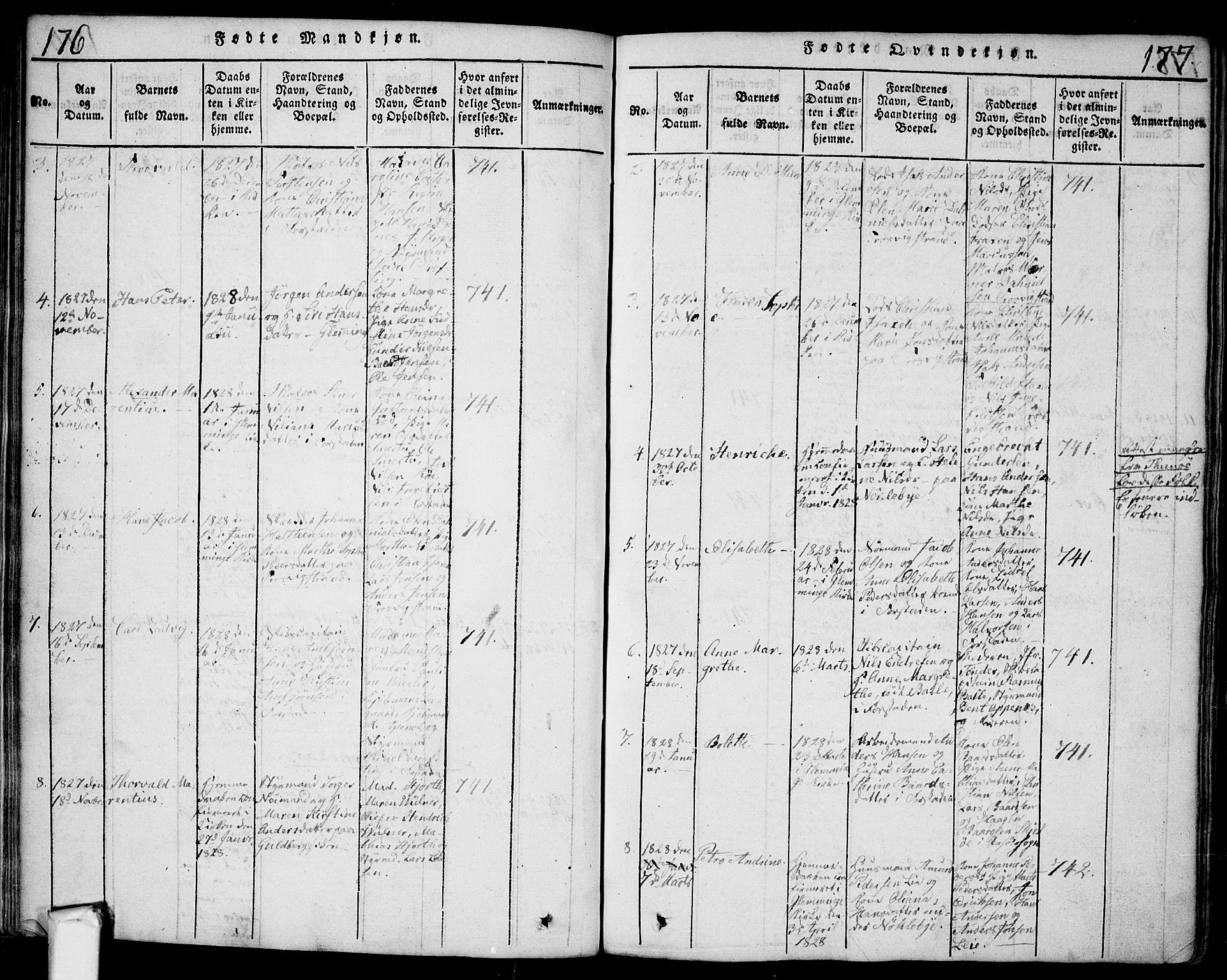 Glemmen prestekontor Kirkebøker, AV/SAO-A-10908/F/Fa/L0004: Parish register (official) no. 4, 1816-1838, p. 176-177