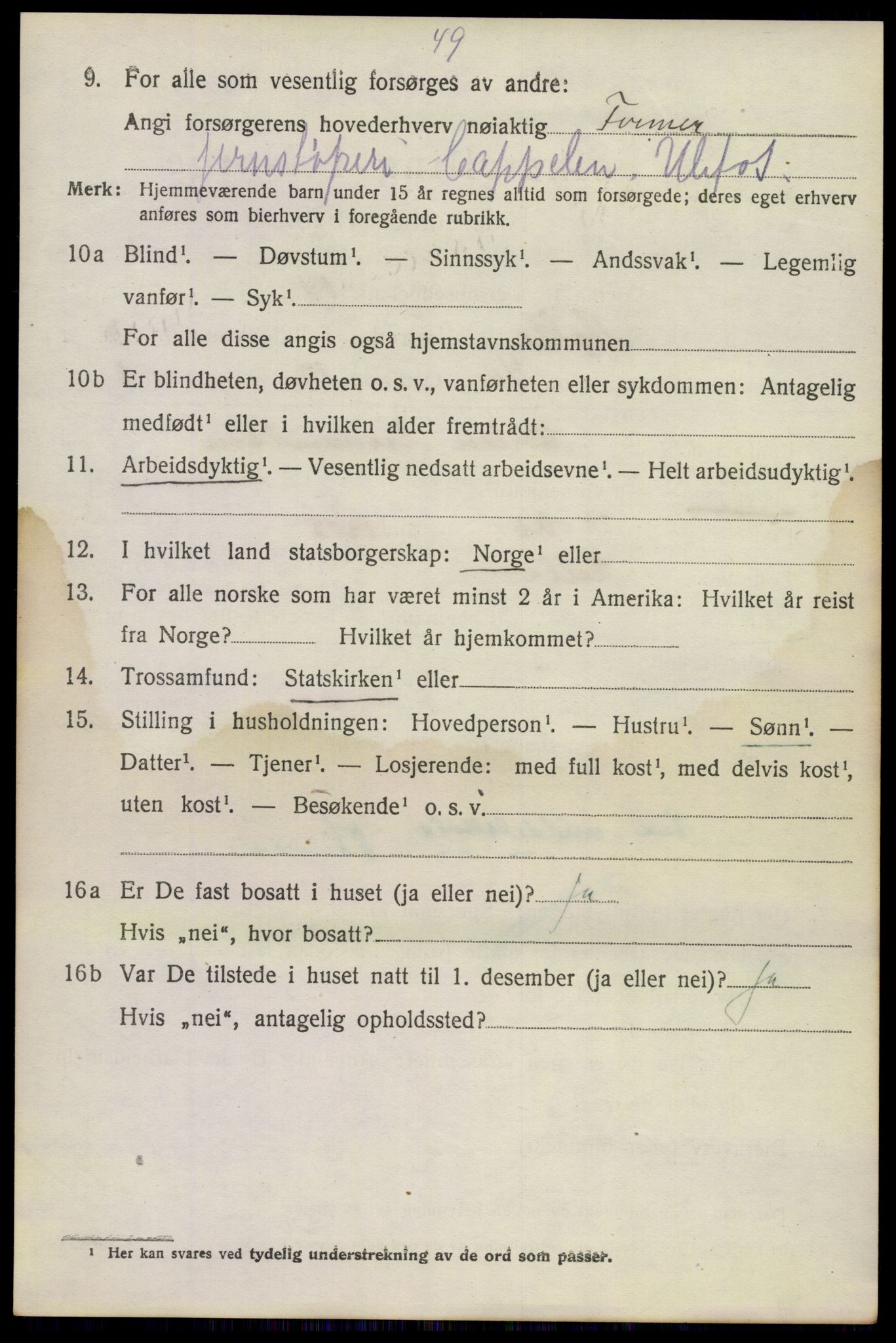 SAKO, 1920 census for Holla, 1920, p. 3606