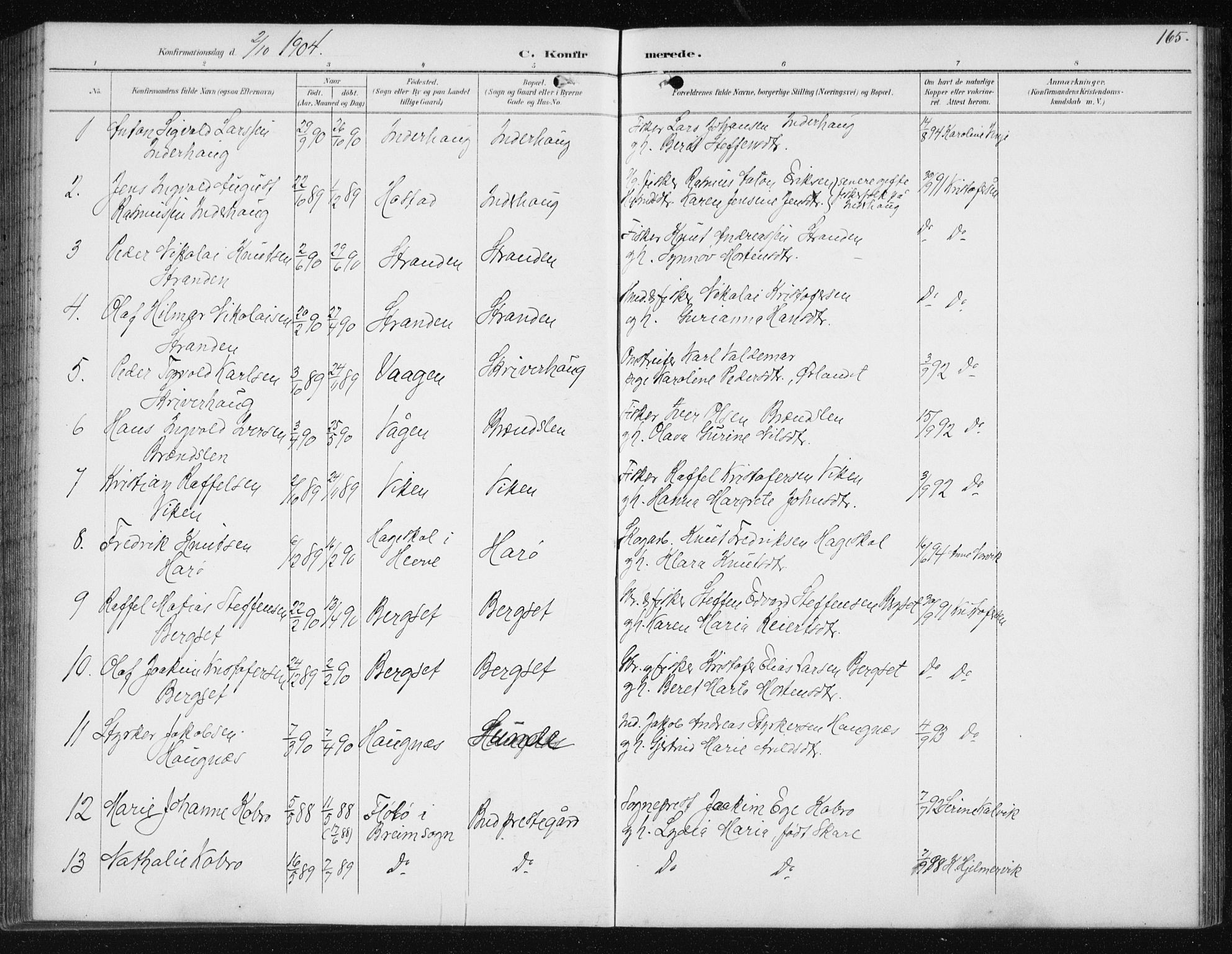 Ministerialprotokoller, klokkerbøker og fødselsregistre - Møre og Romsdal, AV/SAT-A-1454/566/L0773: Parish register (copy) no. 566C02, 1892-1909, p. 165