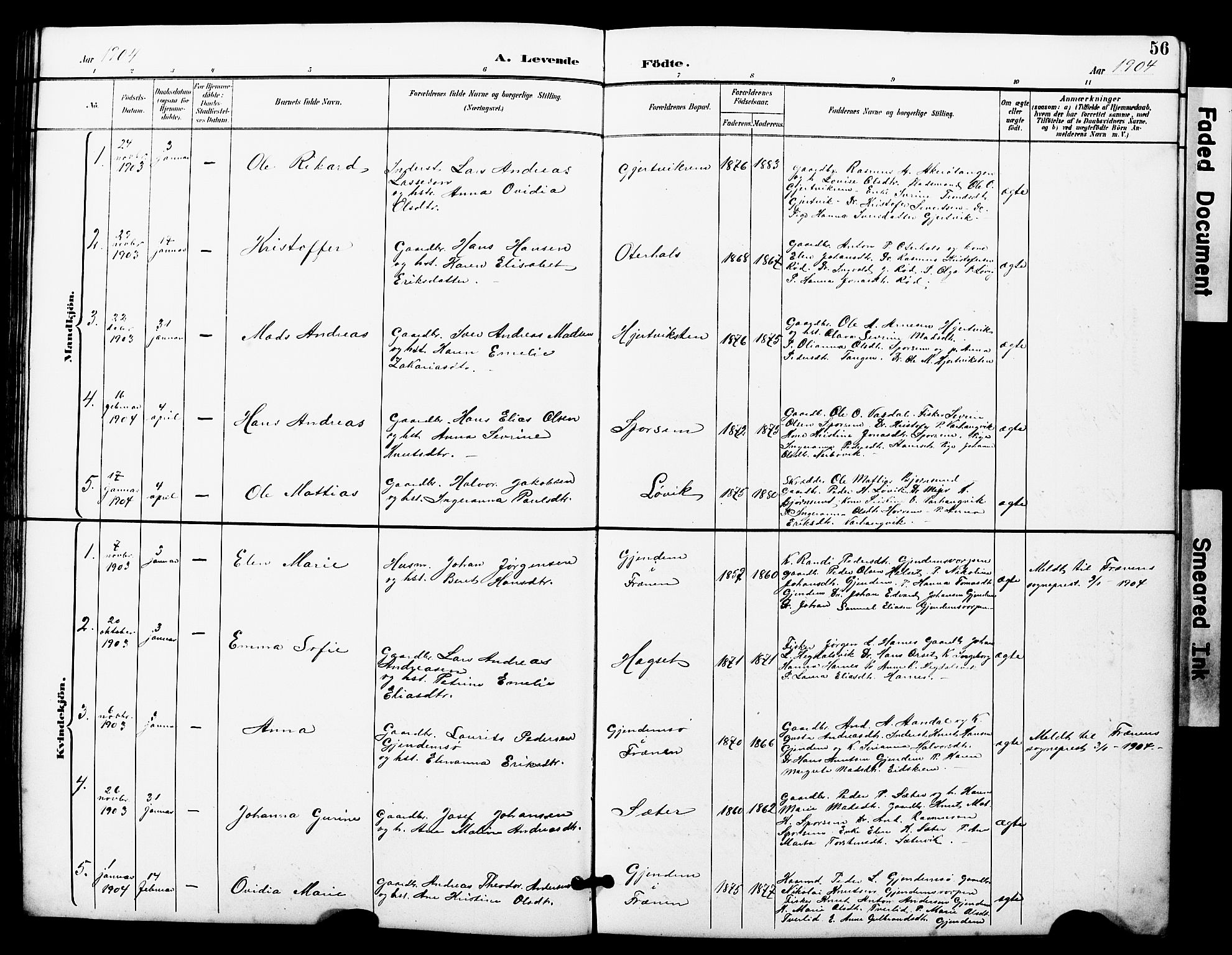 Ministerialprotokoller, klokkerbøker og fødselsregistre - Møre og Romsdal, SAT/A-1454/560/L0725: Parish register (copy) no. 560C02, 1895-1930, p. 56