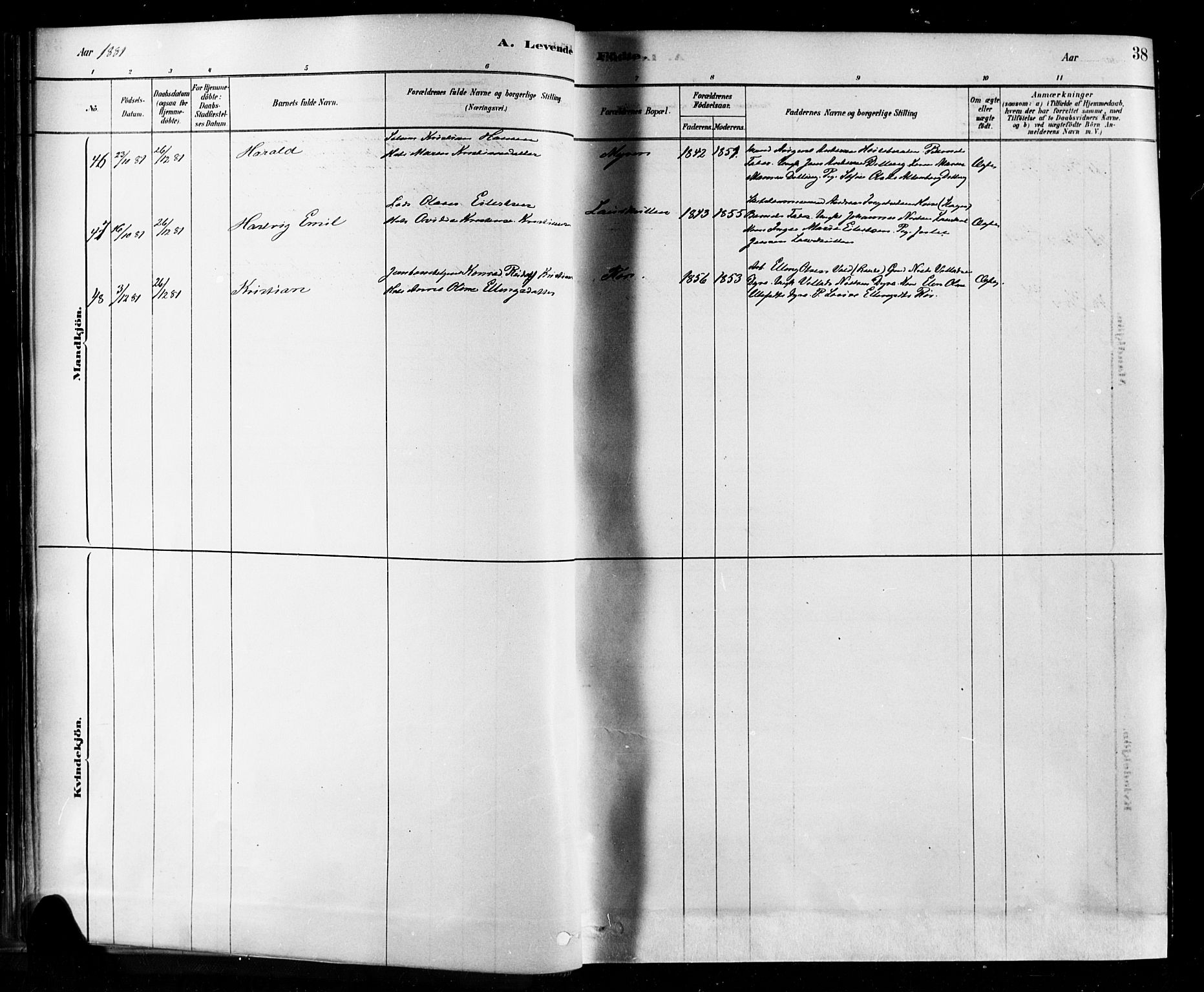 Rygge prestekontor Kirkebøker, AV/SAO-A-10084b/F/Fa/L0007: Parish register (official) no. 7, 1878-1904, p. 38