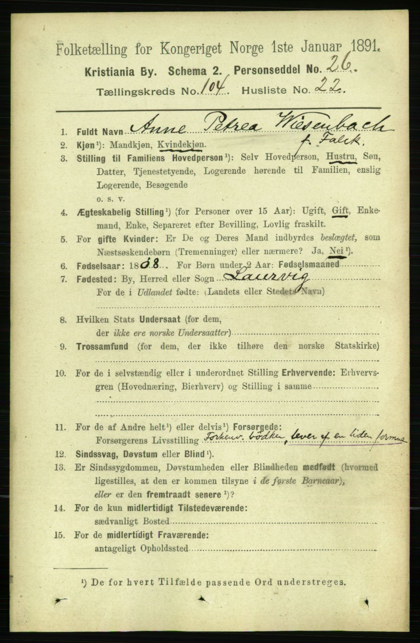 RA, 1891 census for 0301 Kristiania, 1891, p. 52628