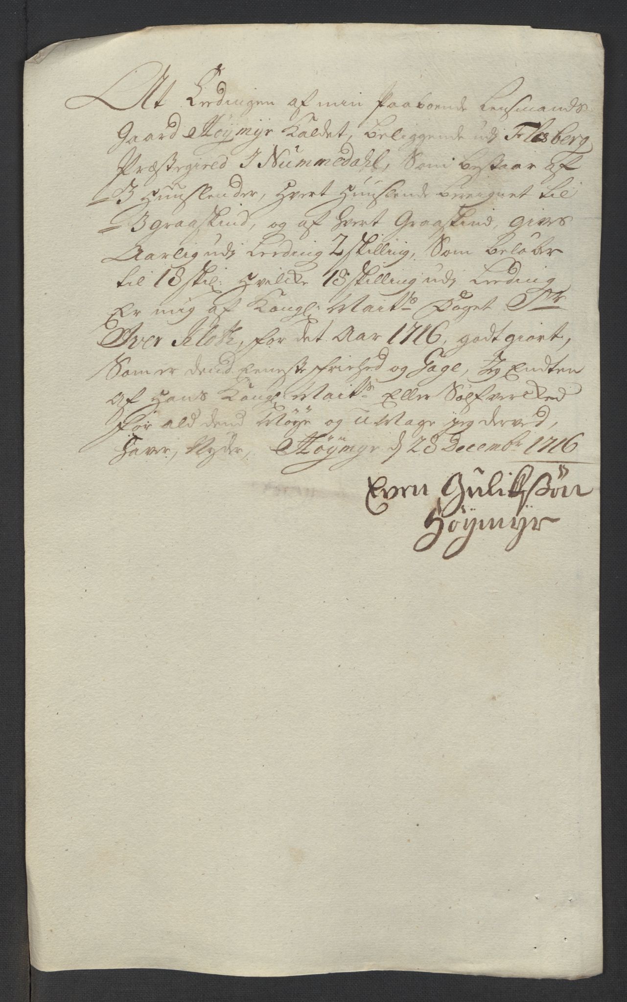 Rentekammeret inntil 1814, Reviderte regnskaper, Fogderegnskap, AV/RA-EA-4092/R24/L1592: Fogderegnskap Numedal og Sandsvær, 1716, p. 297