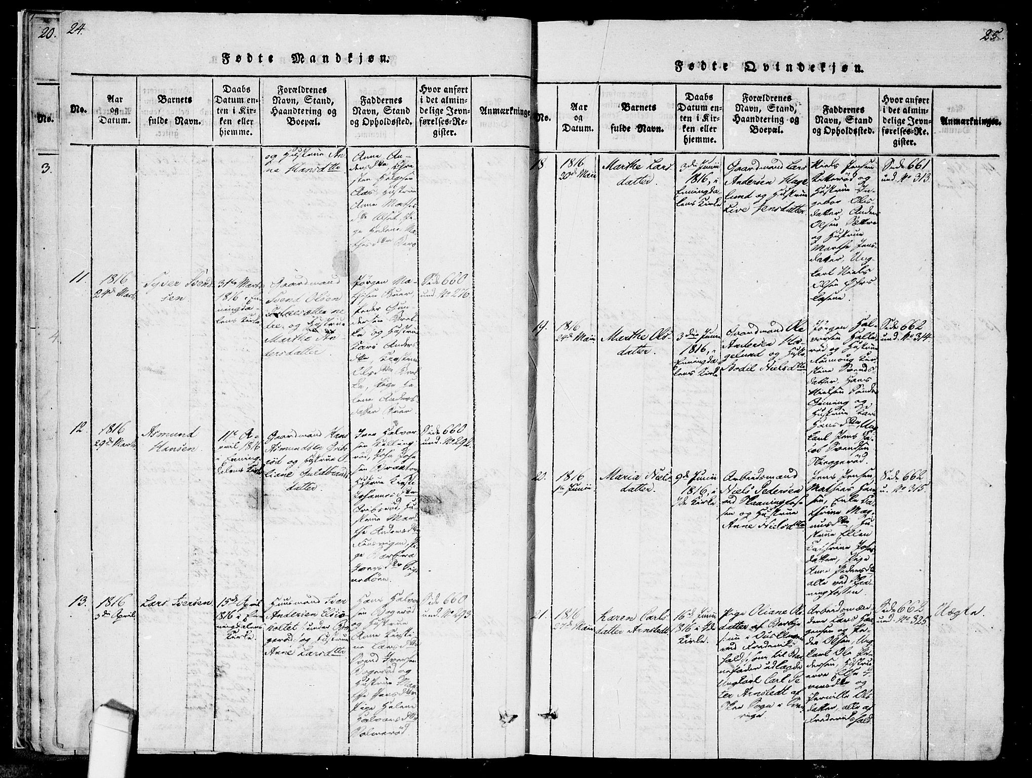 Idd prestekontor Kirkebøker, AV/SAO-A-10911/F/Fc/L0002: Parish register (official) no. III 2, 1815-1831, p. 24-25