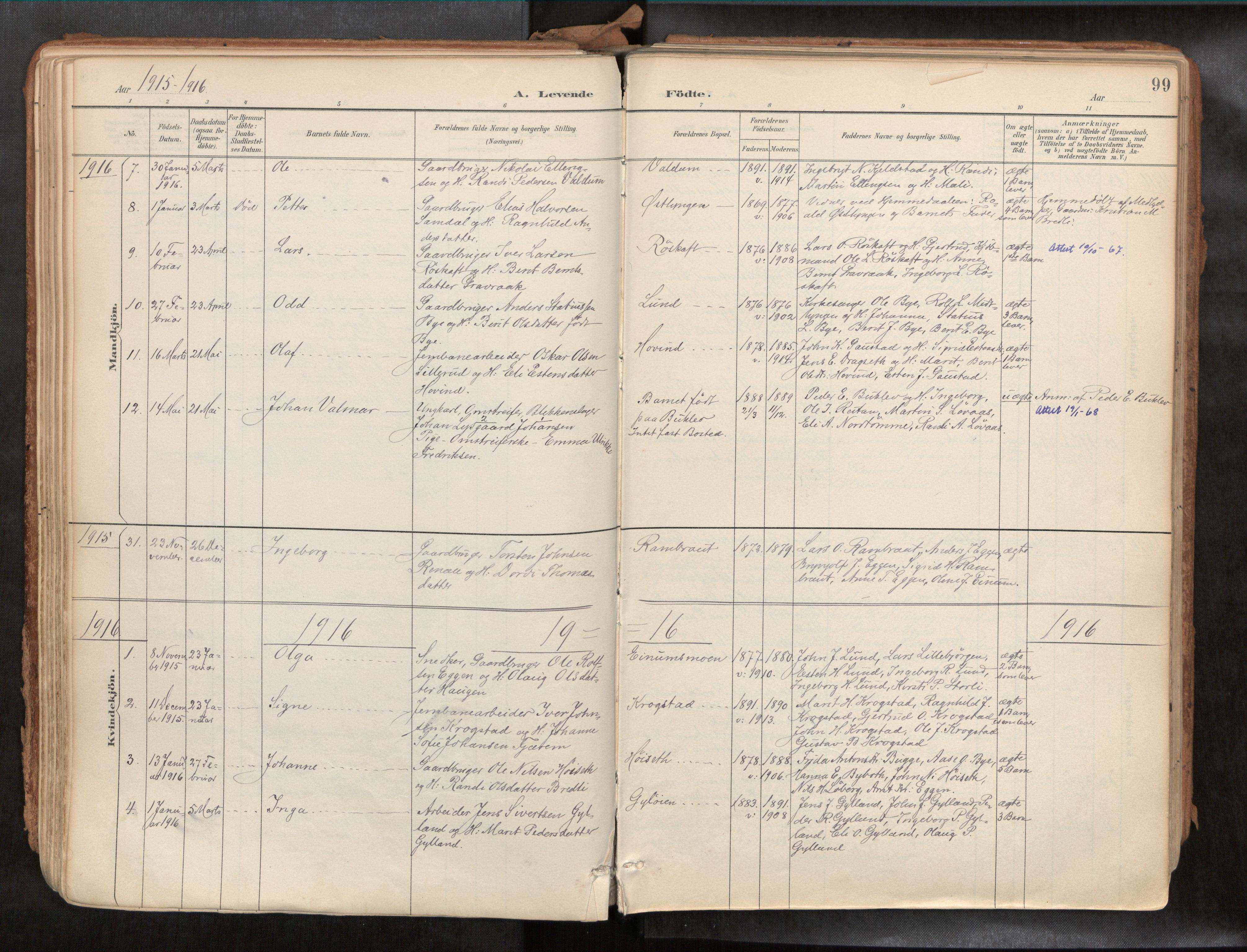 Ministerialprotokoller, klokkerbøker og fødselsregistre - Sør-Trøndelag, SAT/A-1456/692/L1105b: Parish register (official) no. 692A06, 1891-1934, p. 99