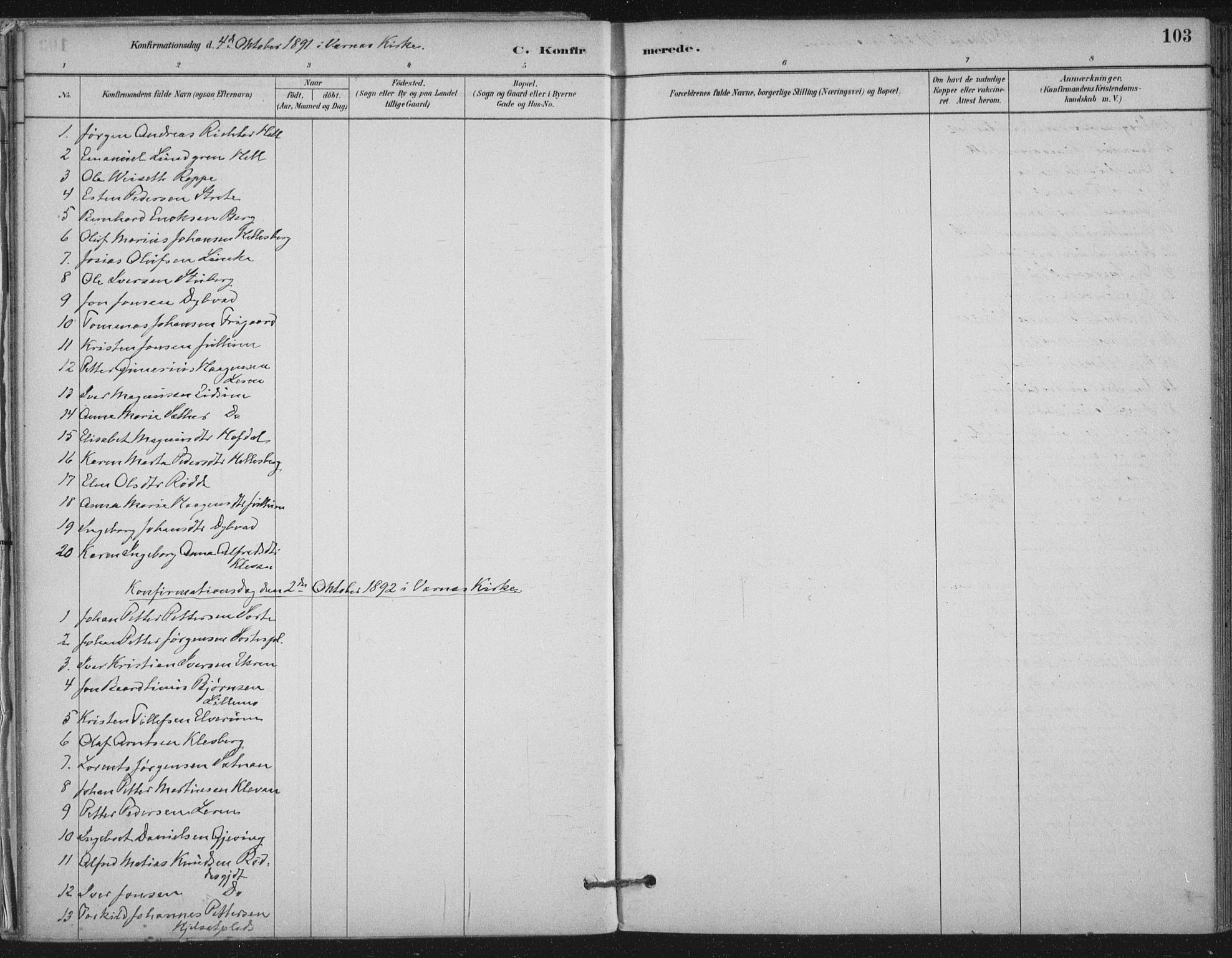 Ministerialprotokoller, klokkerbøker og fødselsregistre - Nord-Trøndelag, SAT/A-1458/710/L0095: Parish register (official) no. 710A01, 1880-1914, p. 103