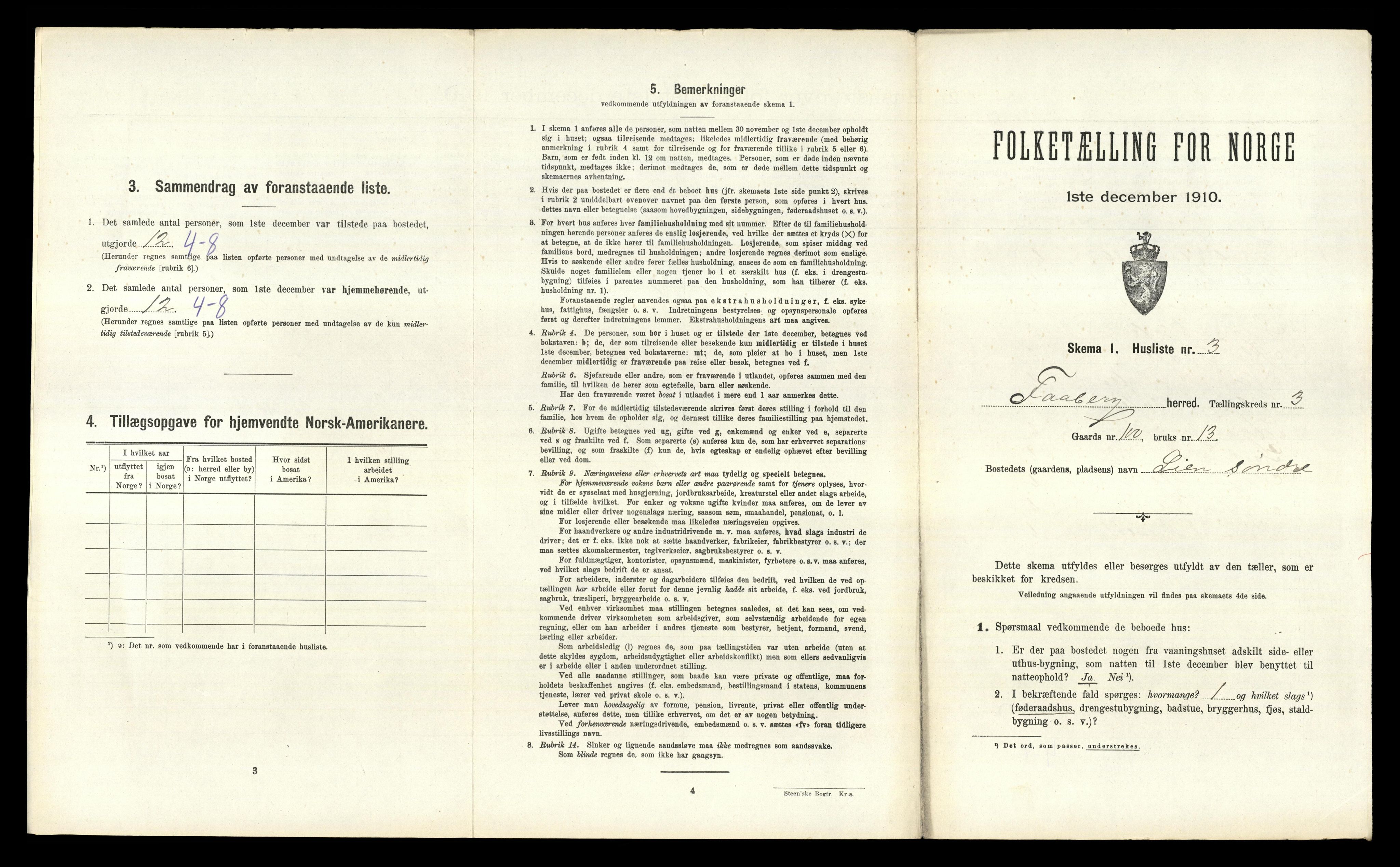 RA, 1910 census for Fåberg, 1910, p. 248