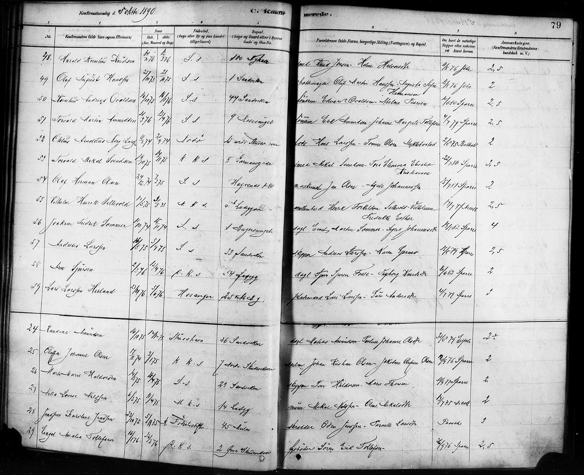 Sandviken Sokneprestembete, AV/SAB-A-77601/H/Ha/L0002: Parish register (official) no. A 2, 1878-1896, p. 79