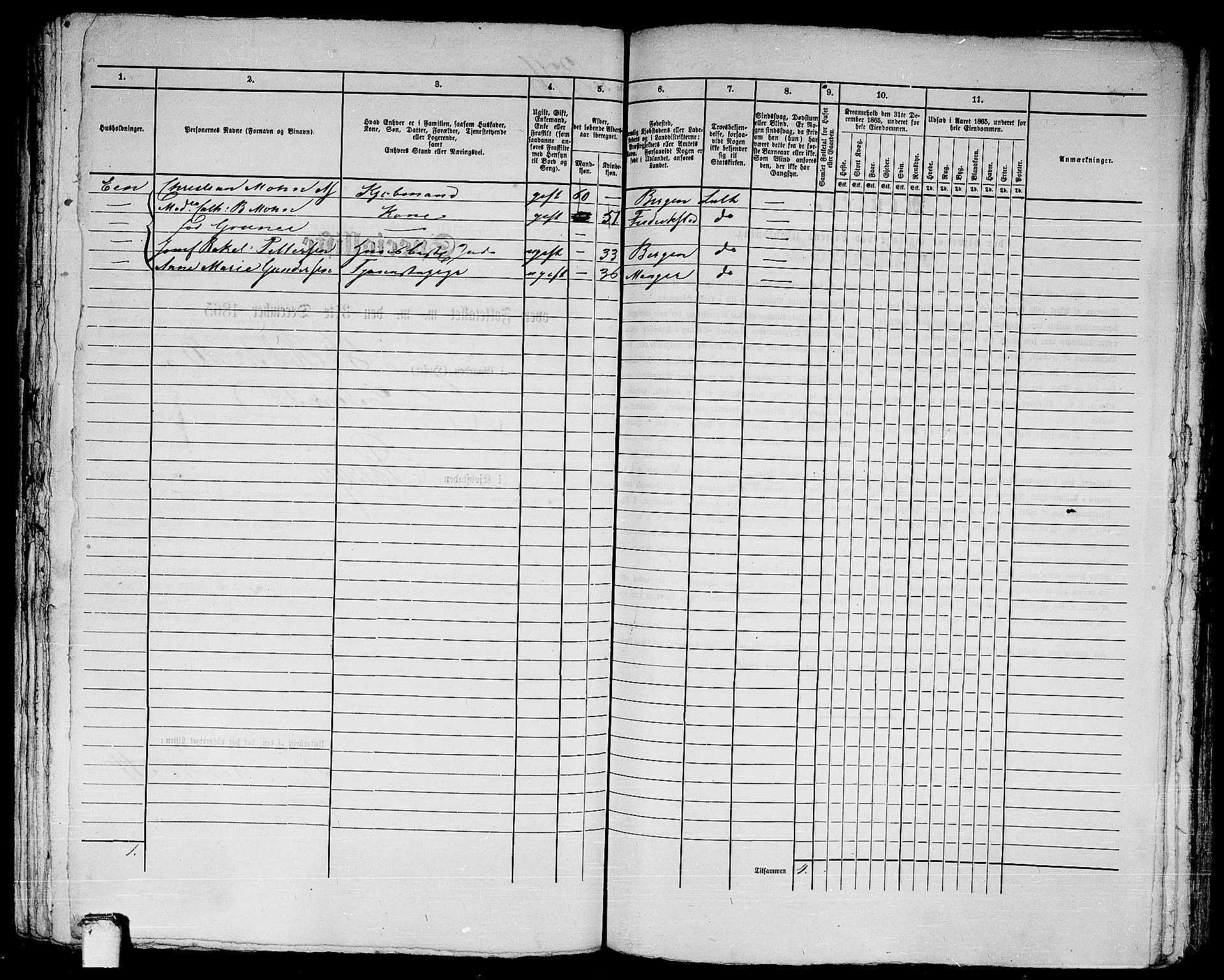 RA, 1865 census for Bergen, 1865, p. 810