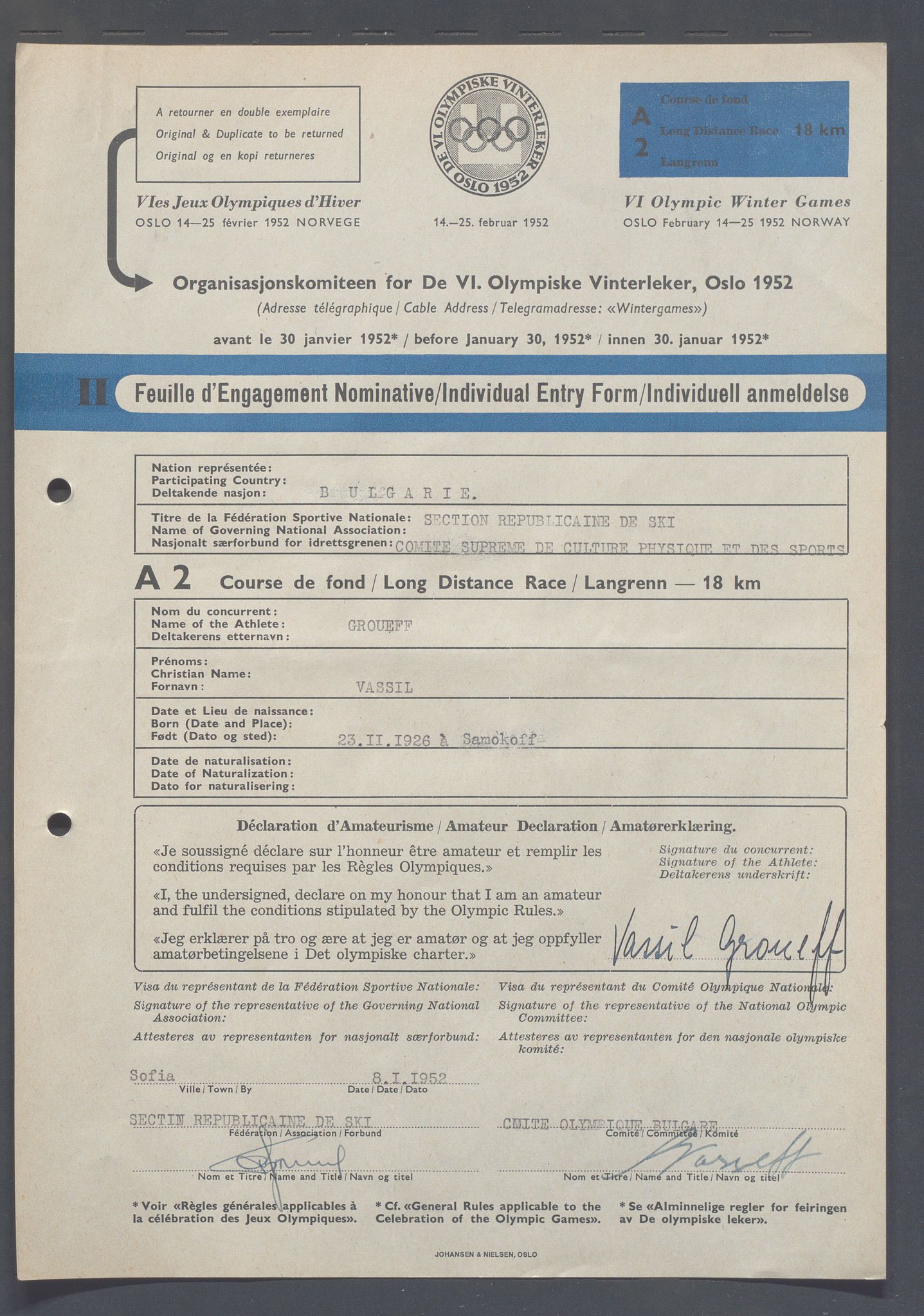 Organisasjonskomiteen for de VI. olympiske vinterleker, OBA/A-20130/H/Ha, 1951-1952, p. 70