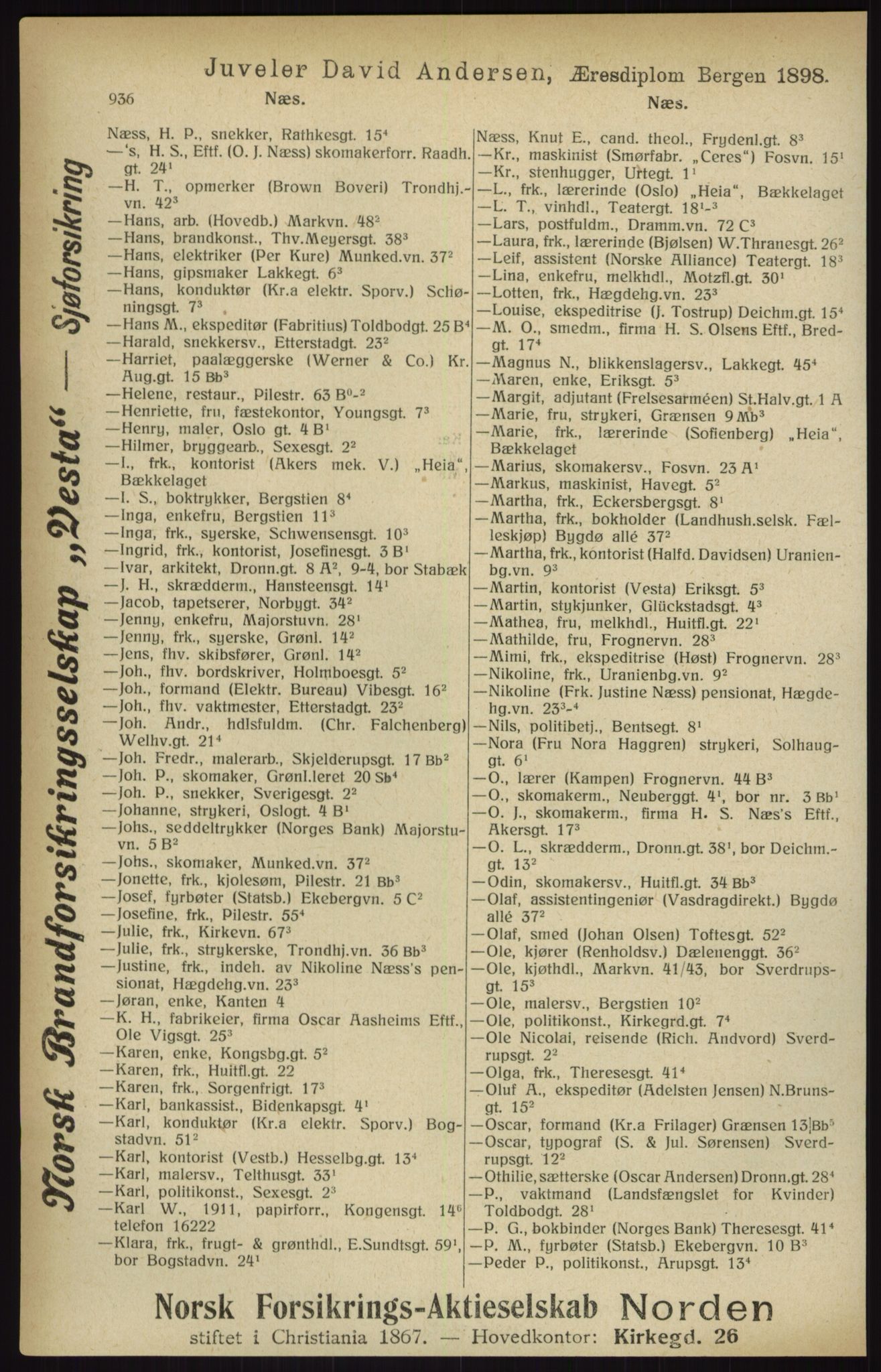 Kristiania/Oslo adressebok, PUBL/-, 1916, p. 936