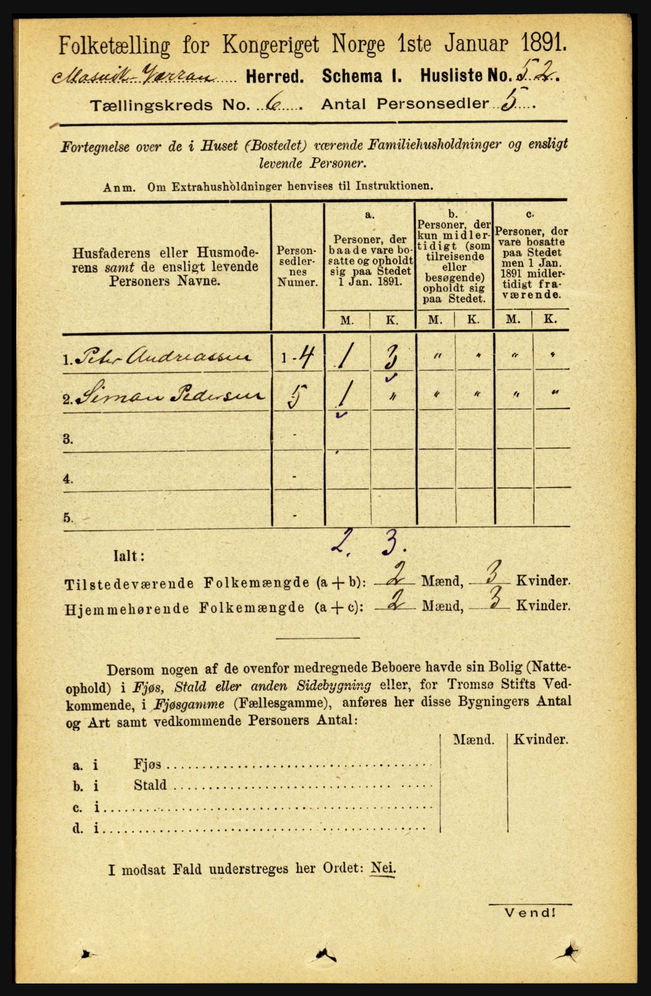 RA, 1891 census for 1723 Mosvik og Verran, 1891, p. 2439