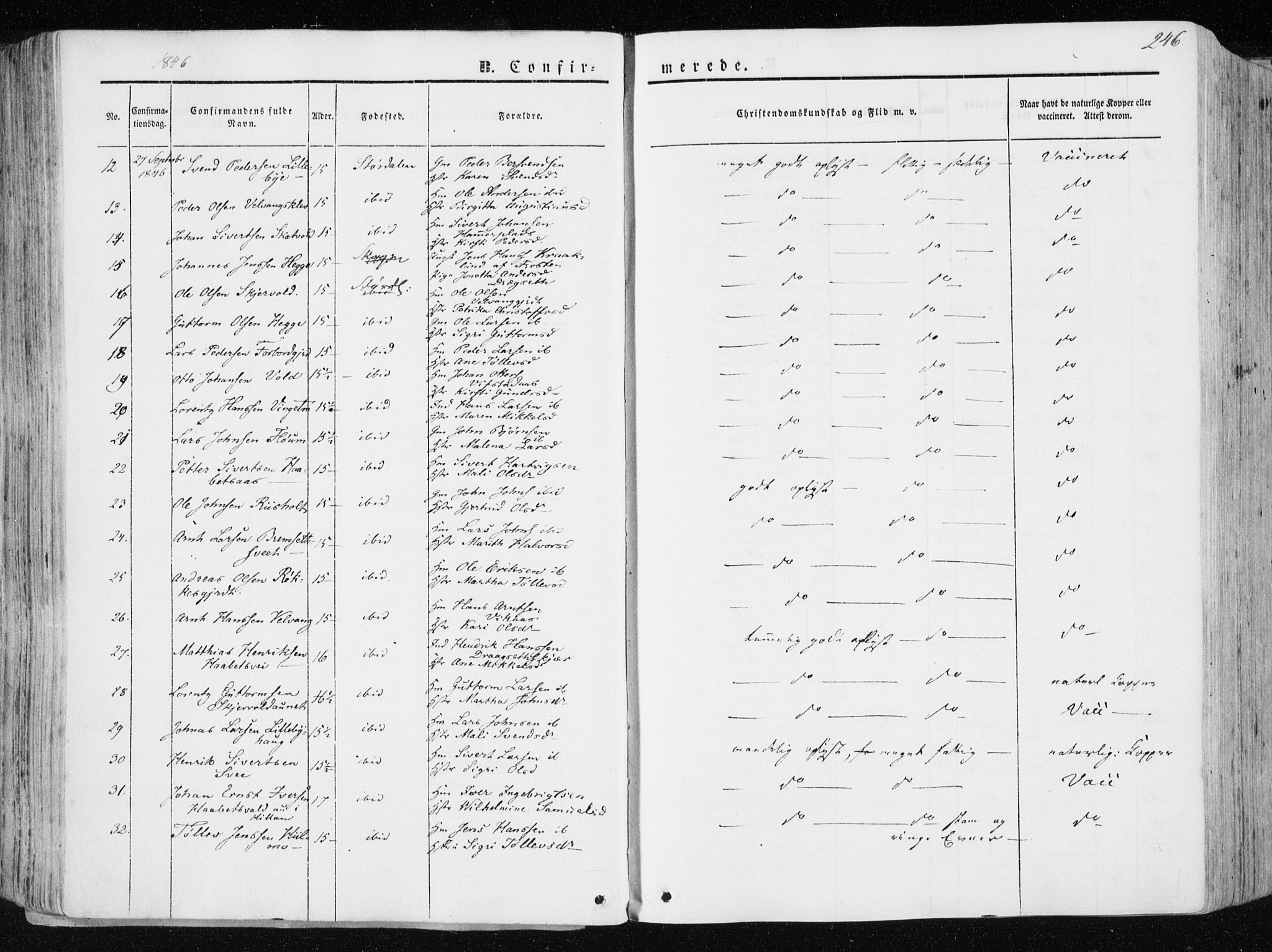 Ministerialprotokoller, klokkerbøker og fødselsregistre - Nord-Trøndelag, AV/SAT-A-1458/709/L0074: Parish register (official) no. 709A14, 1845-1858, p. 246