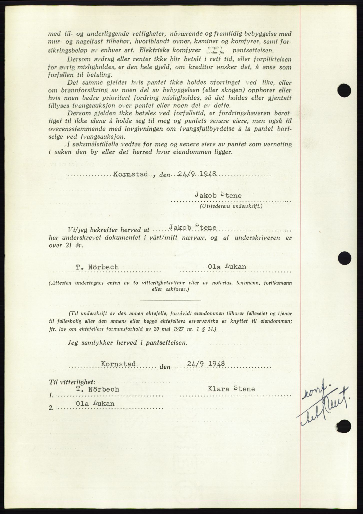 Nordmøre sorenskriveri, AV/SAT-A-4132/1/2/2Ca: Mortgage book no. B99, 1948-1948, Diary no: : 2794/1948