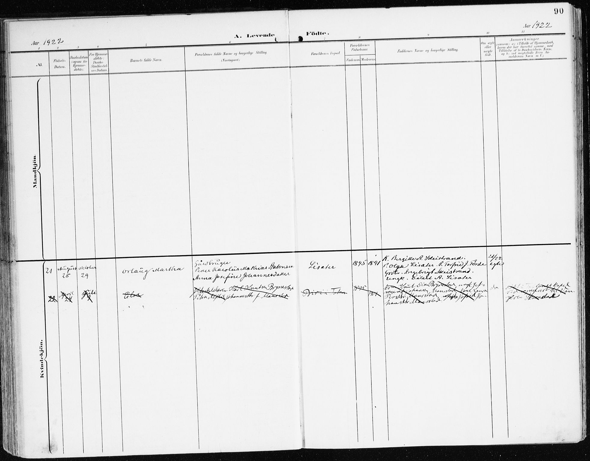 Davik sokneprestembete, AV/SAB-A-79701/H/Haa/Haad/L0002: Parish register (official) no. D 2, 1901-1930, p. 90