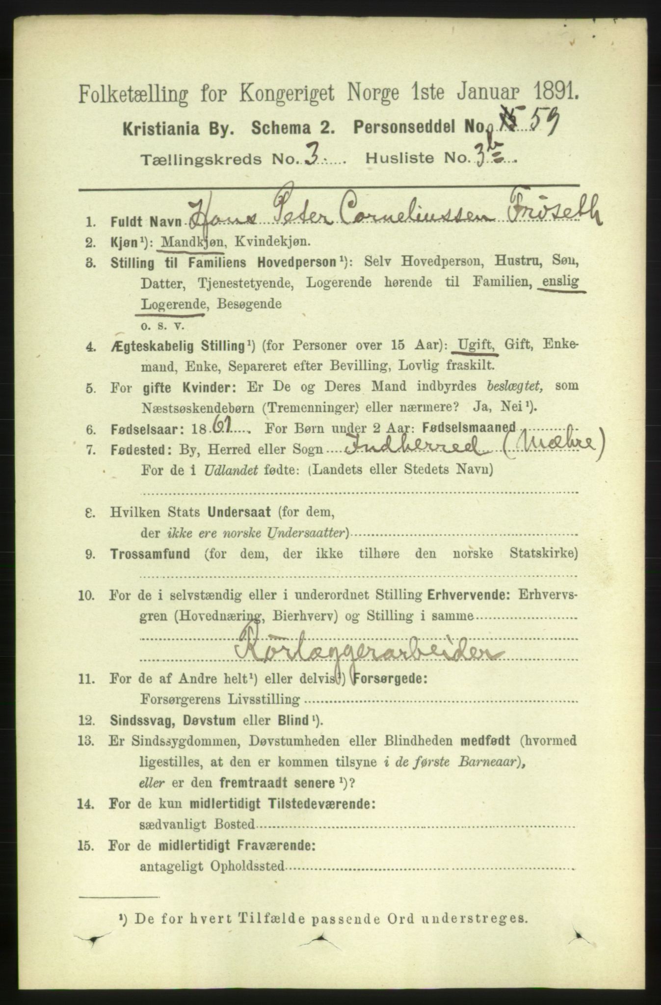 RA, 1891 census for 0301 Kristiania, 1891, p. 1315