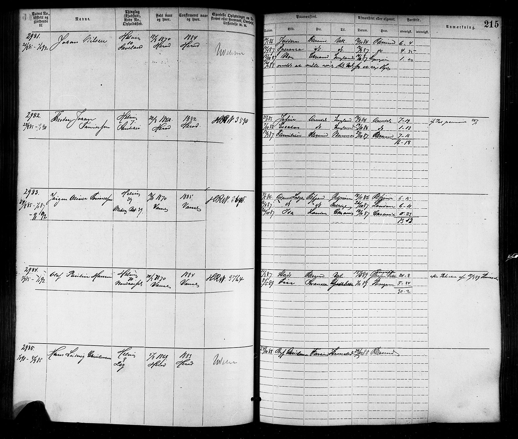 Farsund mønstringskrets, SAK/2031-0017/F/Fa/L0006: Annotasjonsrulle nr 1911-3805 med register, Z-3, 1877-1894, p. 247