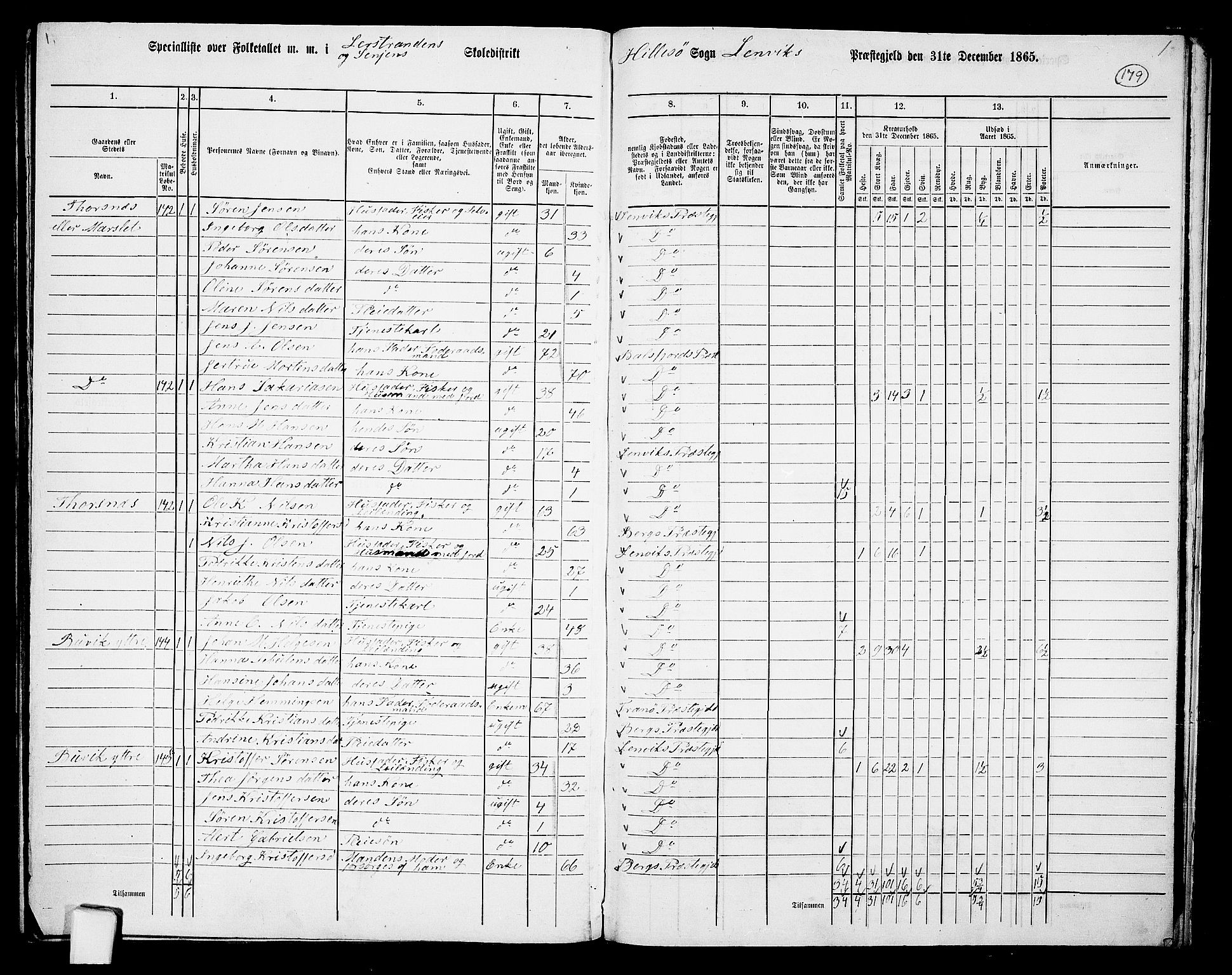 RA, 1865 census for Lenvik, 1865, p. 155