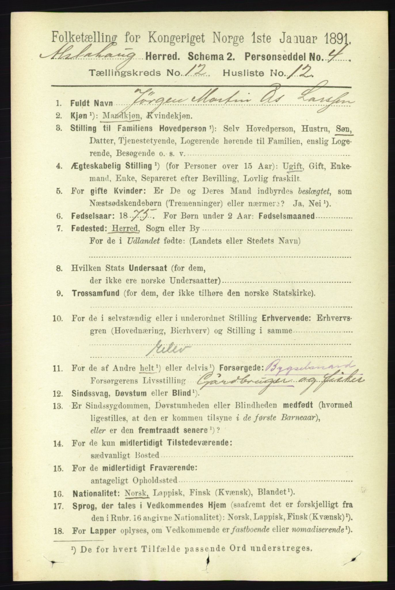 RA, 1891 census for 1820 Alstahaug, 1891, p. 4350