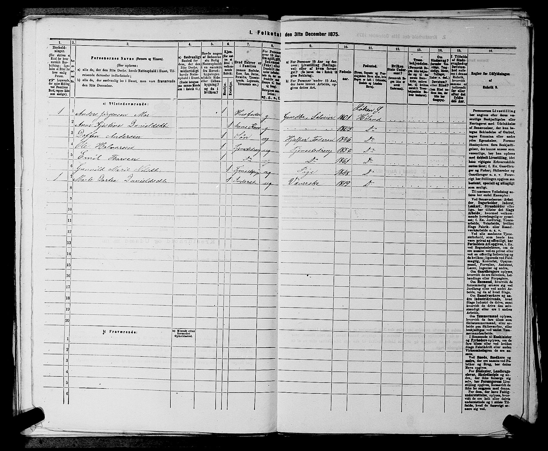 RA, 1875 census for 0221P Høland, 1875, p. 989