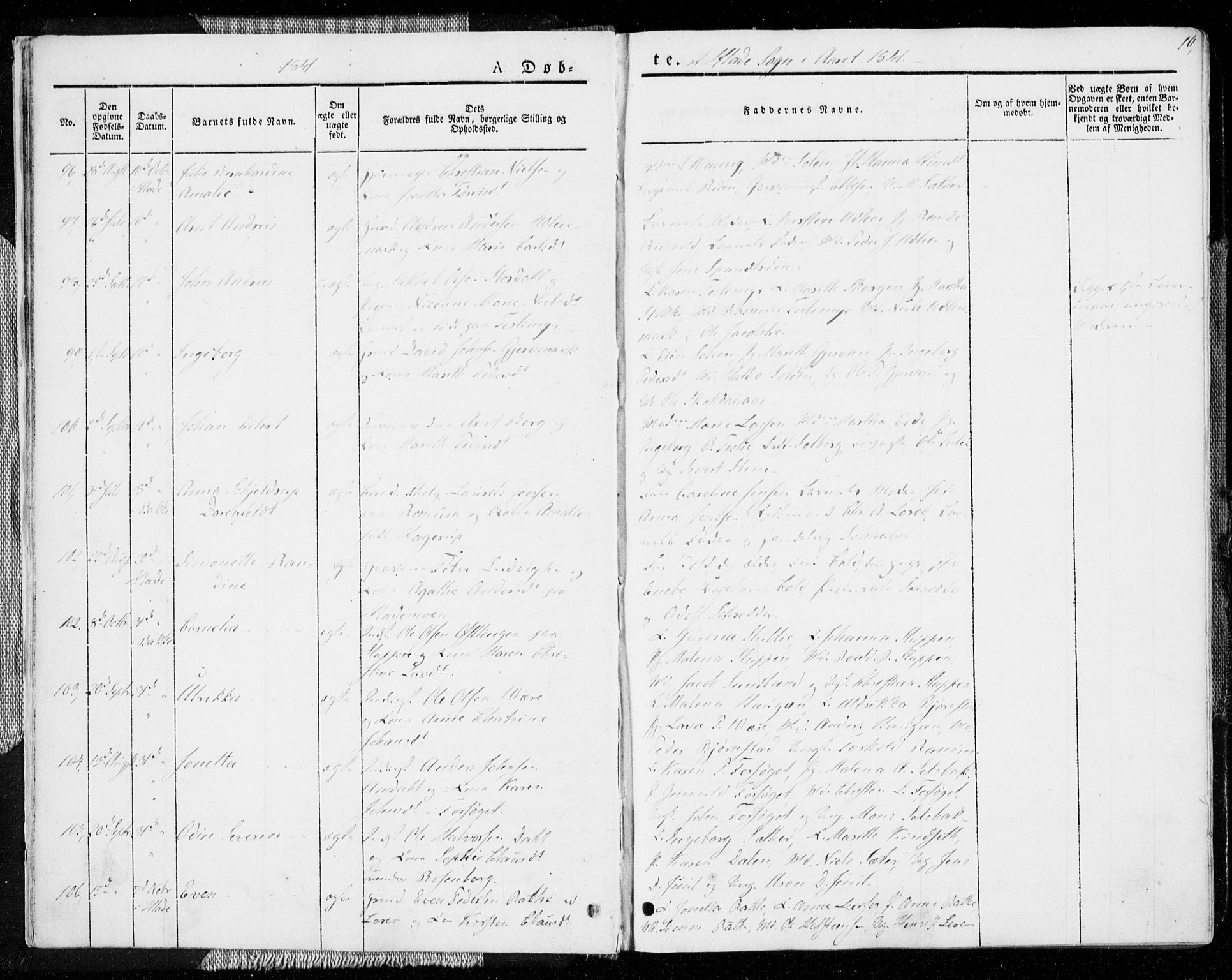 Ministerialprotokoller, klokkerbøker og fødselsregistre - Sør-Trøndelag, AV/SAT-A-1456/606/L0290: Parish register (official) no. 606A05, 1841-1847, p. 10