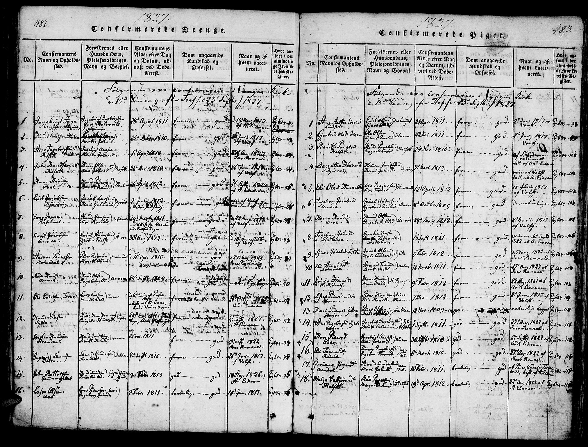 Ministerialprotokoller, klokkerbøker og fødselsregistre - Møre og Romsdal, SAT/A-1454/565/L0747: Parish register (official) no. 565A01, 1817-1844, p. 482-483