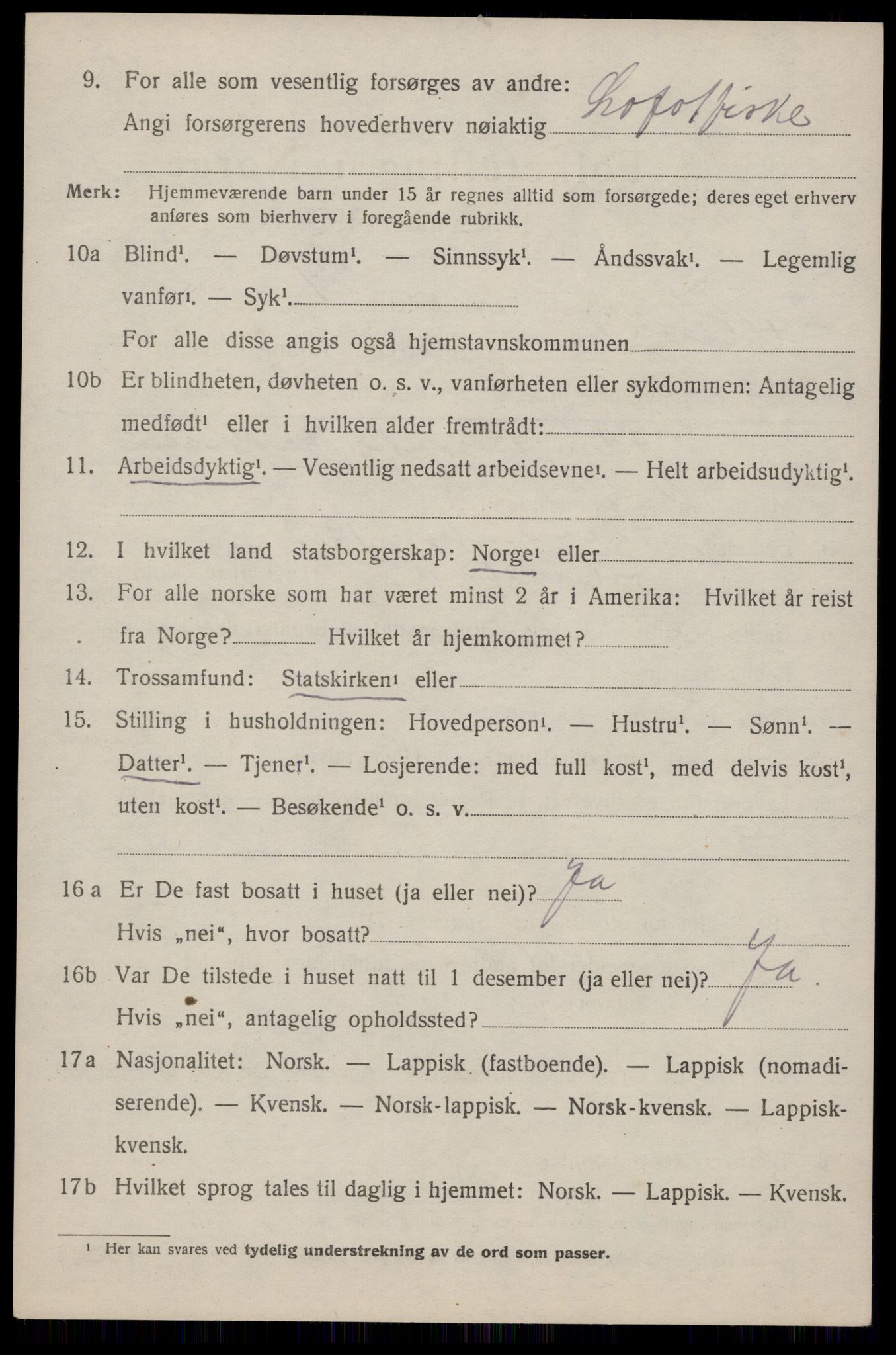 SAT, 1920 census for Flakstad, 1920, p. 2822