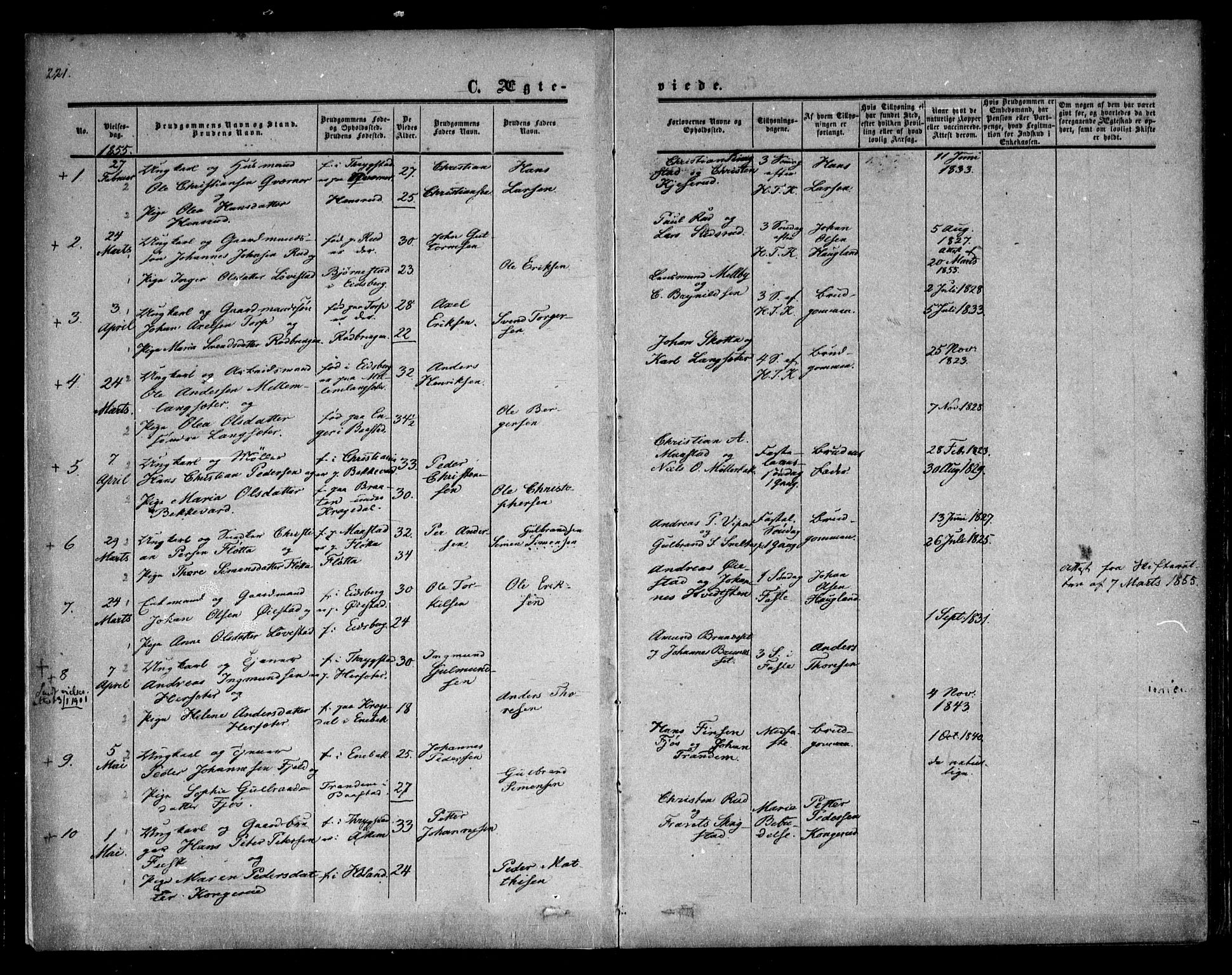 Trøgstad prestekontor Kirkebøker, SAO/A-10925/F/Fa/L0008.b: Parish register (official) no. I 8B, 1855-1864, p. 221