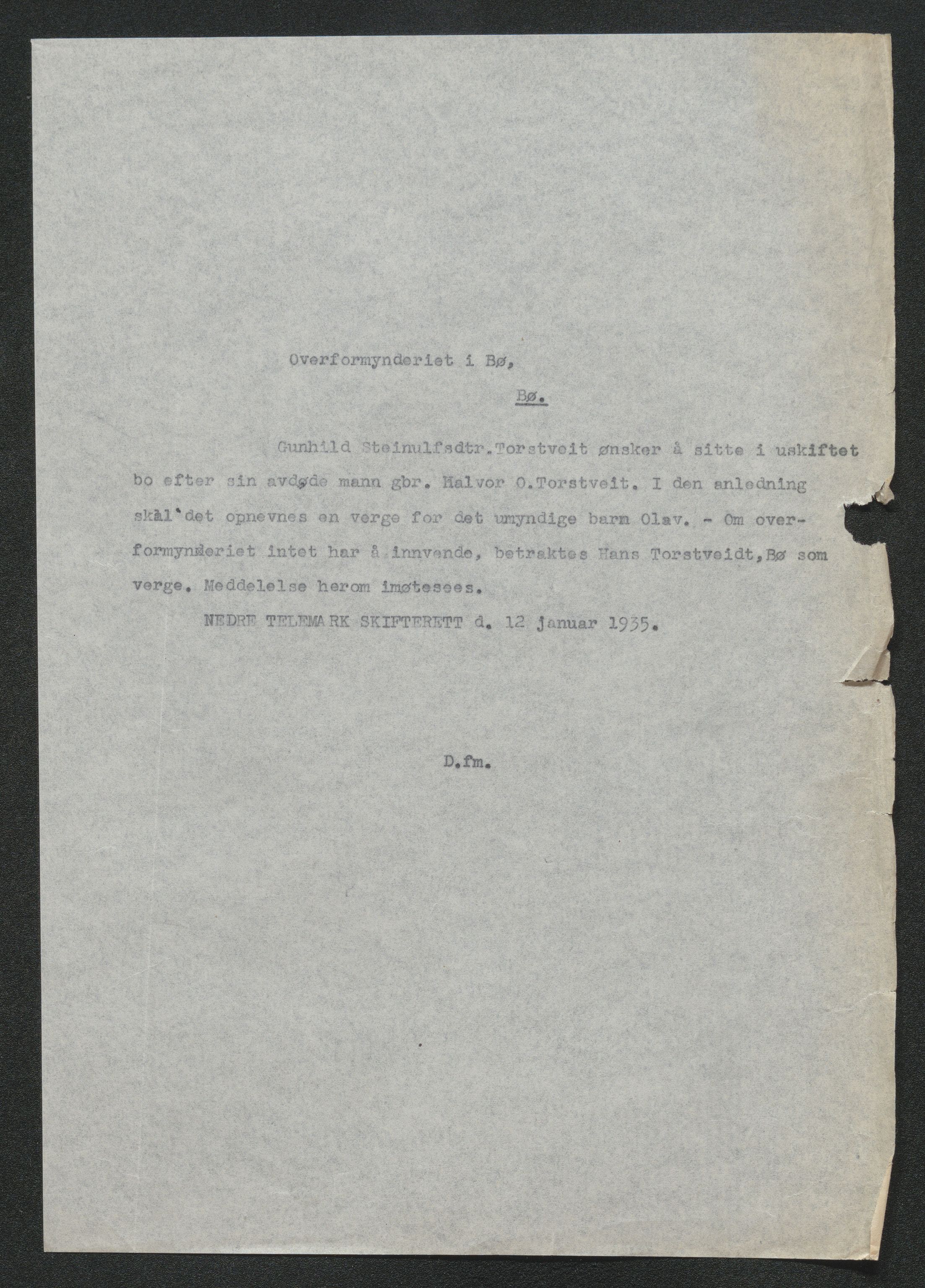 Nedre Telemark sorenskriveri, SAKO/A-135/H/Ha/Hab/L0008: Dødsfallsfortegnelser
, 1931-1935, p. 1345
