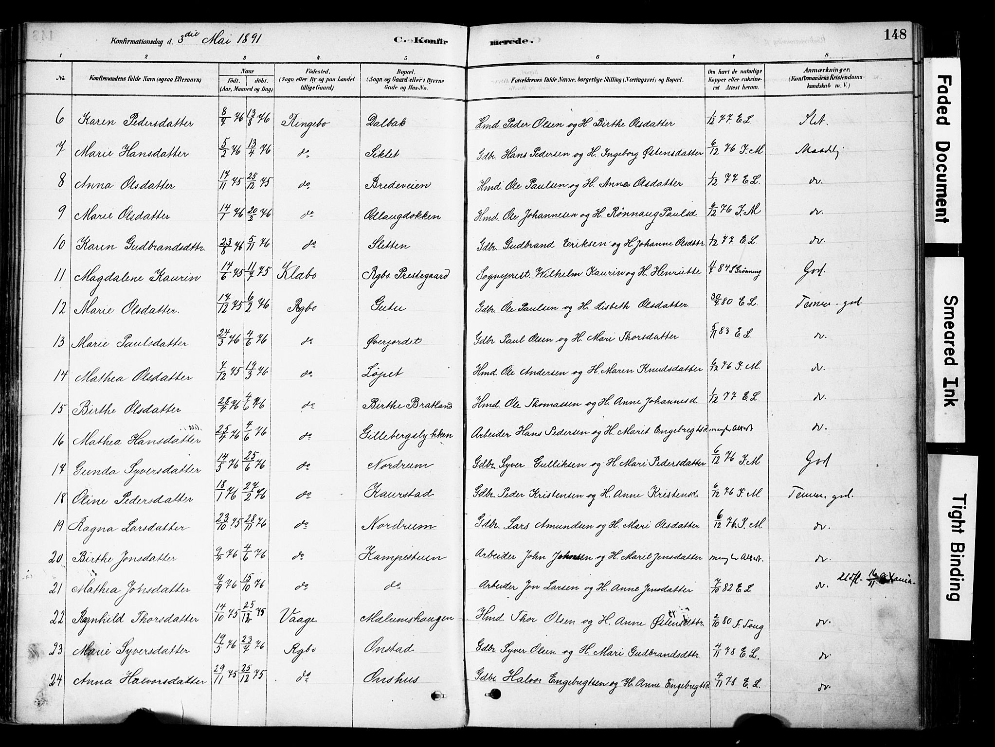 Ringebu prestekontor, AV/SAH-PREST-082/H/Ha/Haa/L0008: Parish register (official) no. 8, 1878-1898, p. 148