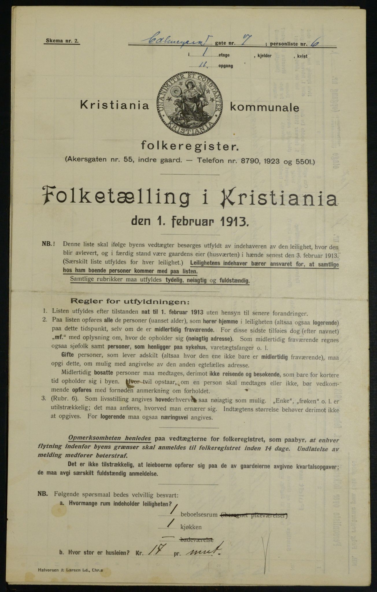 OBA, Municipal Census 1913 for Kristiania, 1913, p. 11416