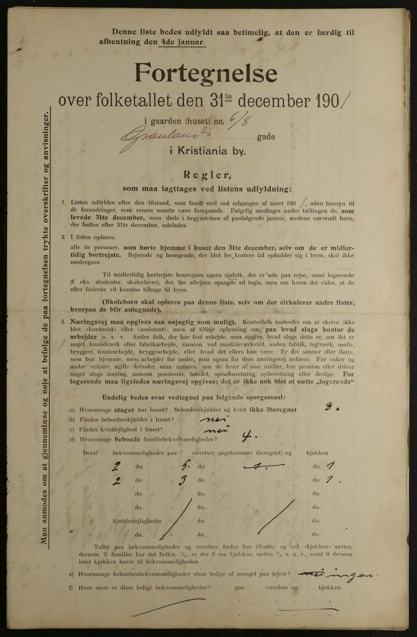 OBA, Municipal Census 1901 for Kristiania, 1901, p. 5047