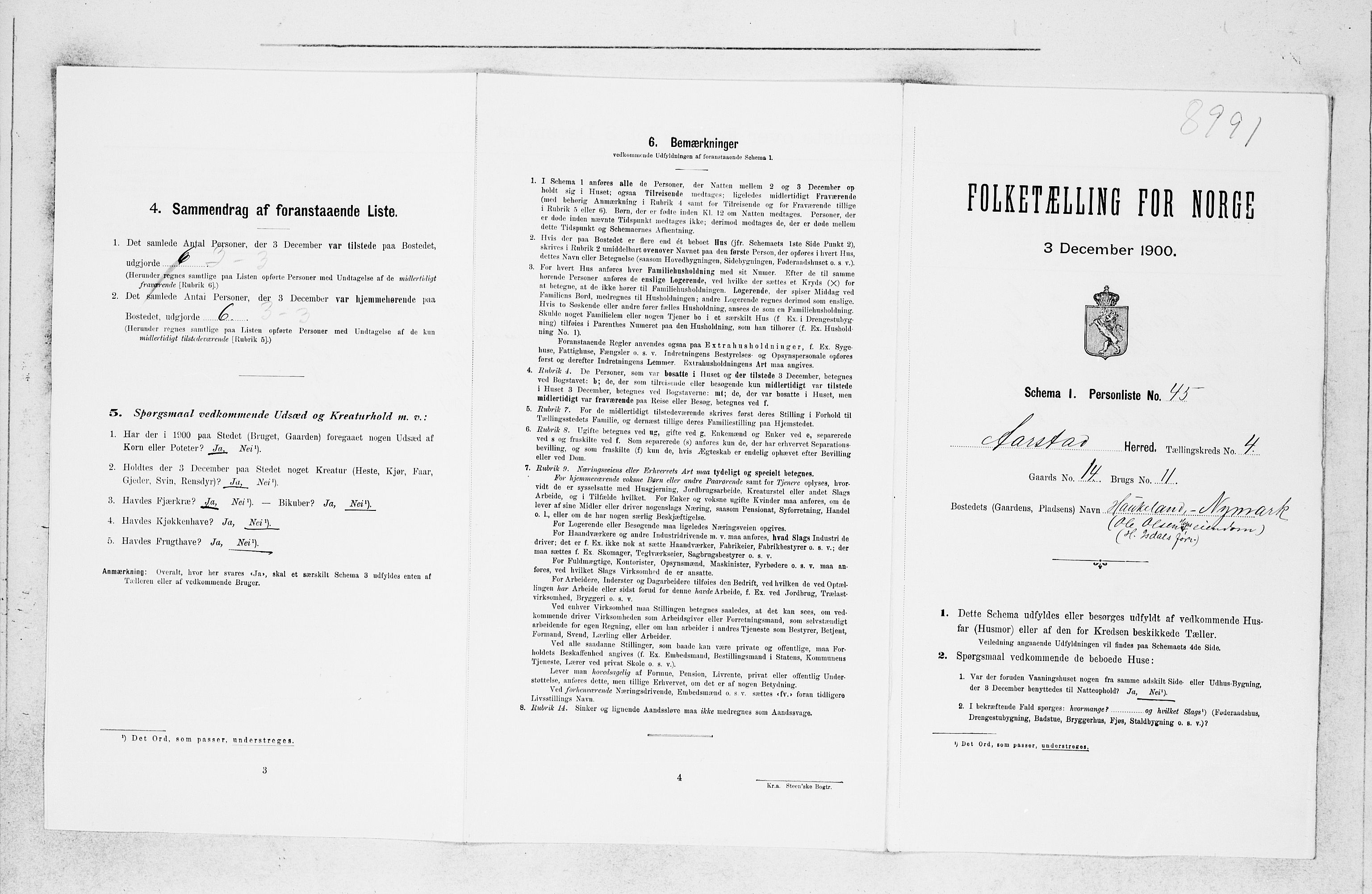 SAB, 1900 census for Årstad, 1900, p. 384