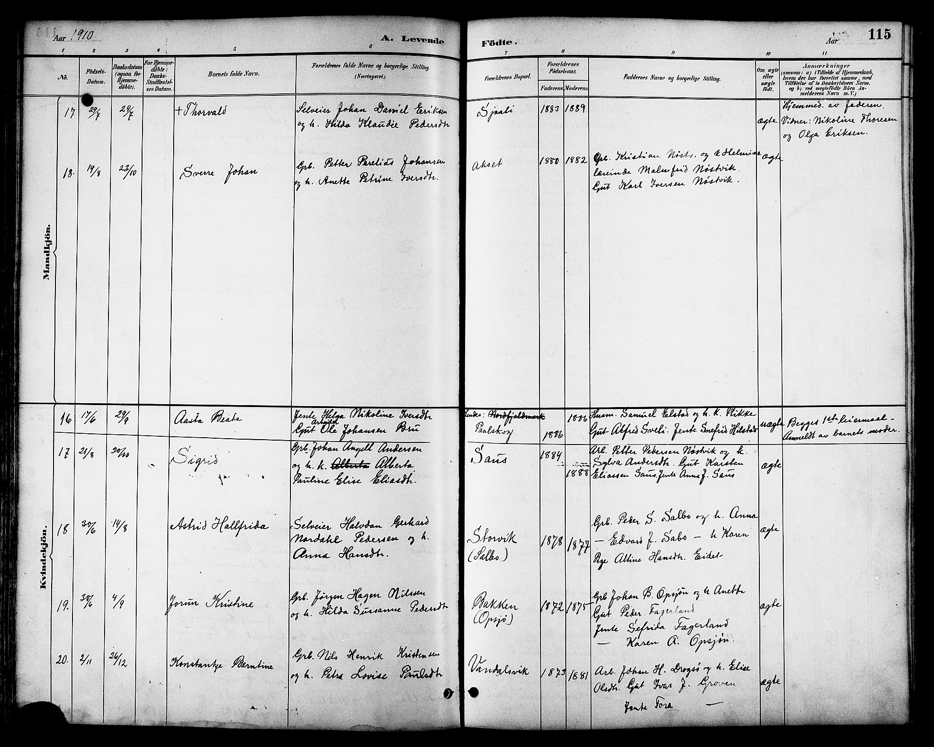 Ministerialprotokoller, klokkerbøker og fødselsregistre - Nordland, SAT/A-1459/814/L0230: Parish register (copy) no. 814C03, 1884-1911, p. 115