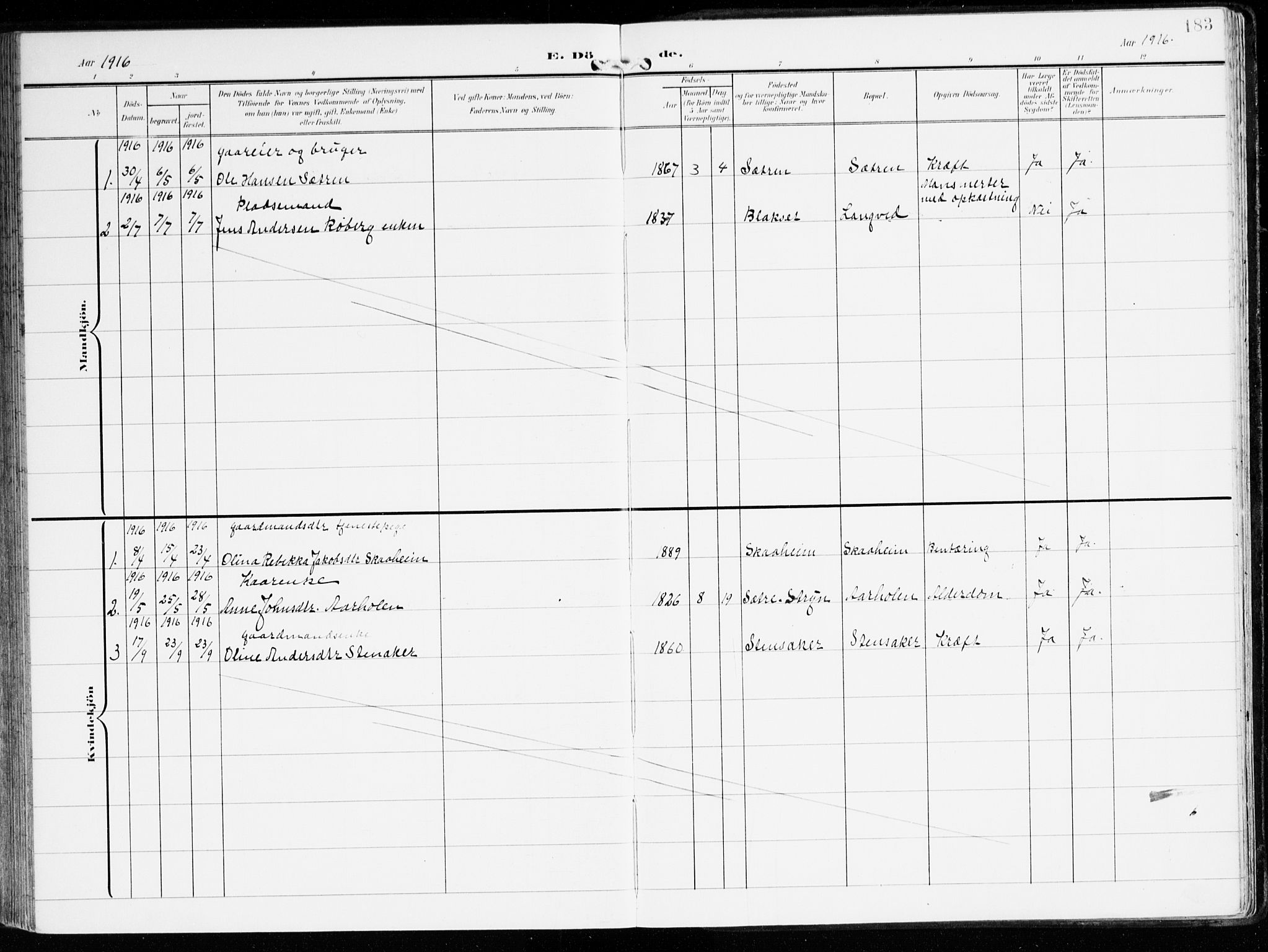 Innvik sokneprestembete, AV/SAB-A-80501: Parish register (official) no. B 2, 1903-1929, p. 183