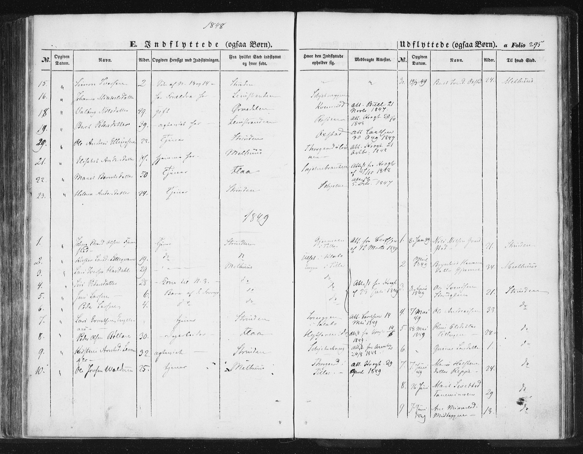 Ministerialprotokoller, klokkerbøker og fødselsregistre - Sør-Trøndelag, SAT/A-1456/618/L0441: Parish register (official) no. 618A05, 1843-1862, p. 295