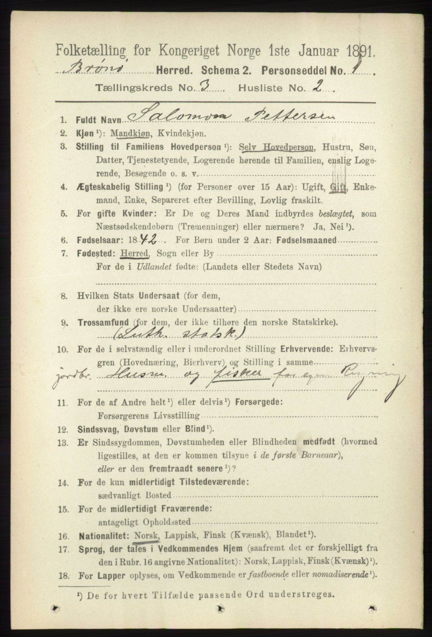 RA, 1891 census for 1814 Brønnøy, 1891, p. 1294