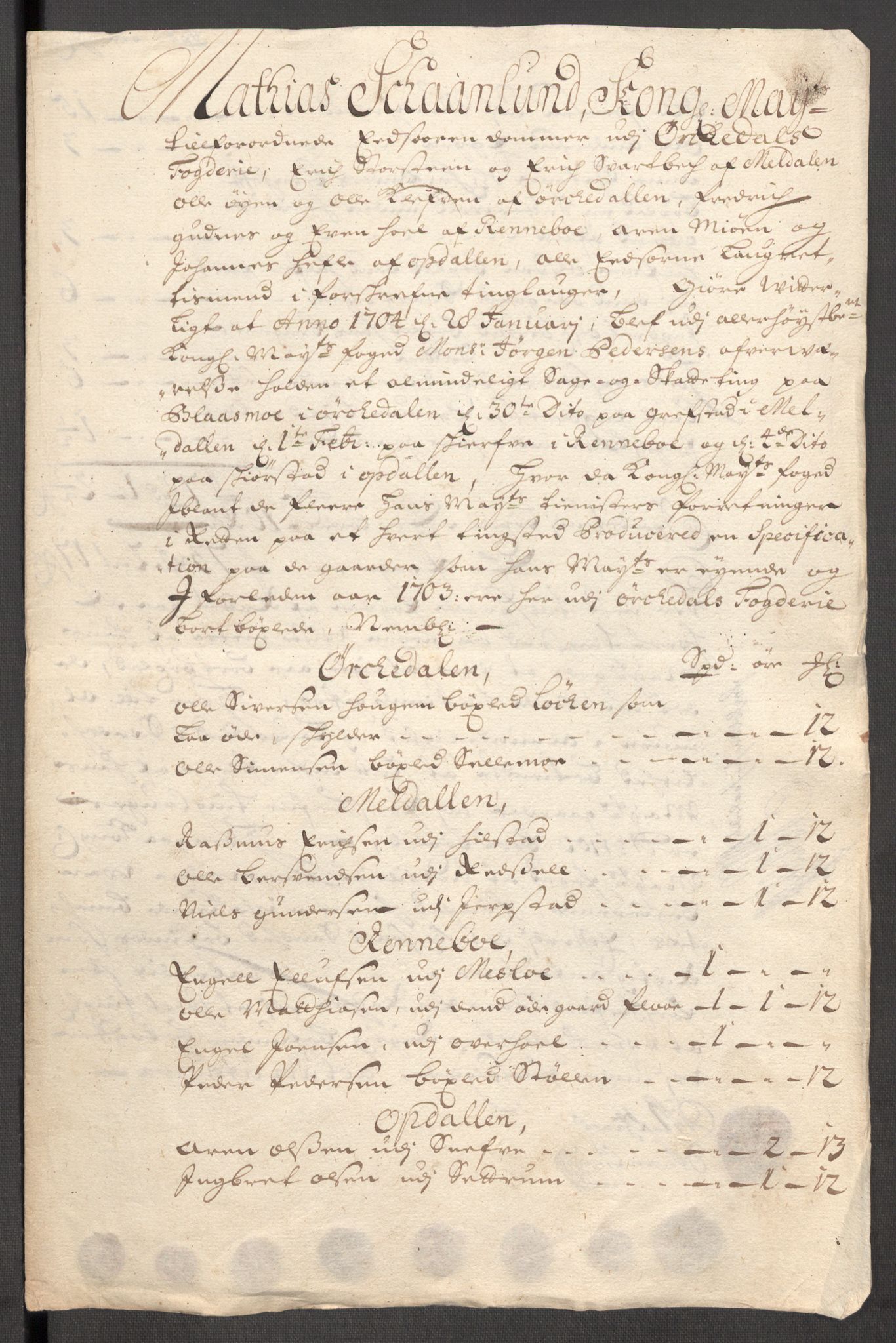 Rentekammeret inntil 1814, Reviderte regnskaper, Fogderegnskap, RA/EA-4092/R60/L3953: Fogderegnskap Orkdal og Gauldal, 1703, p. 232