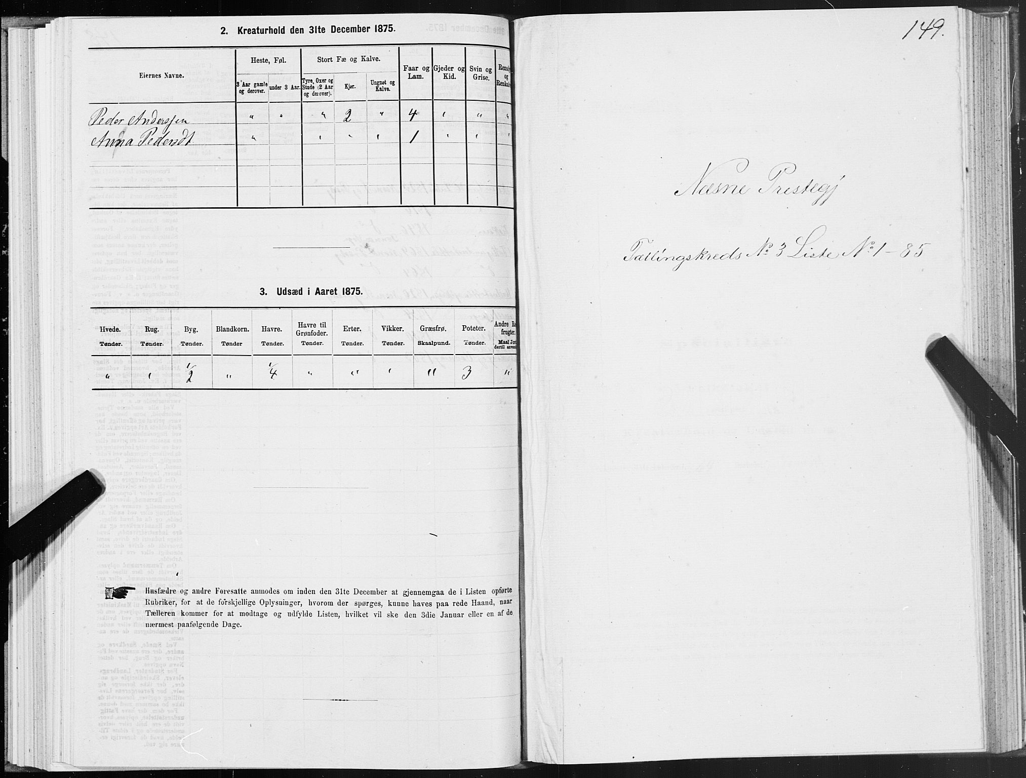 SAT, 1875 census for 1828P Nesna, 1875, p. 2149