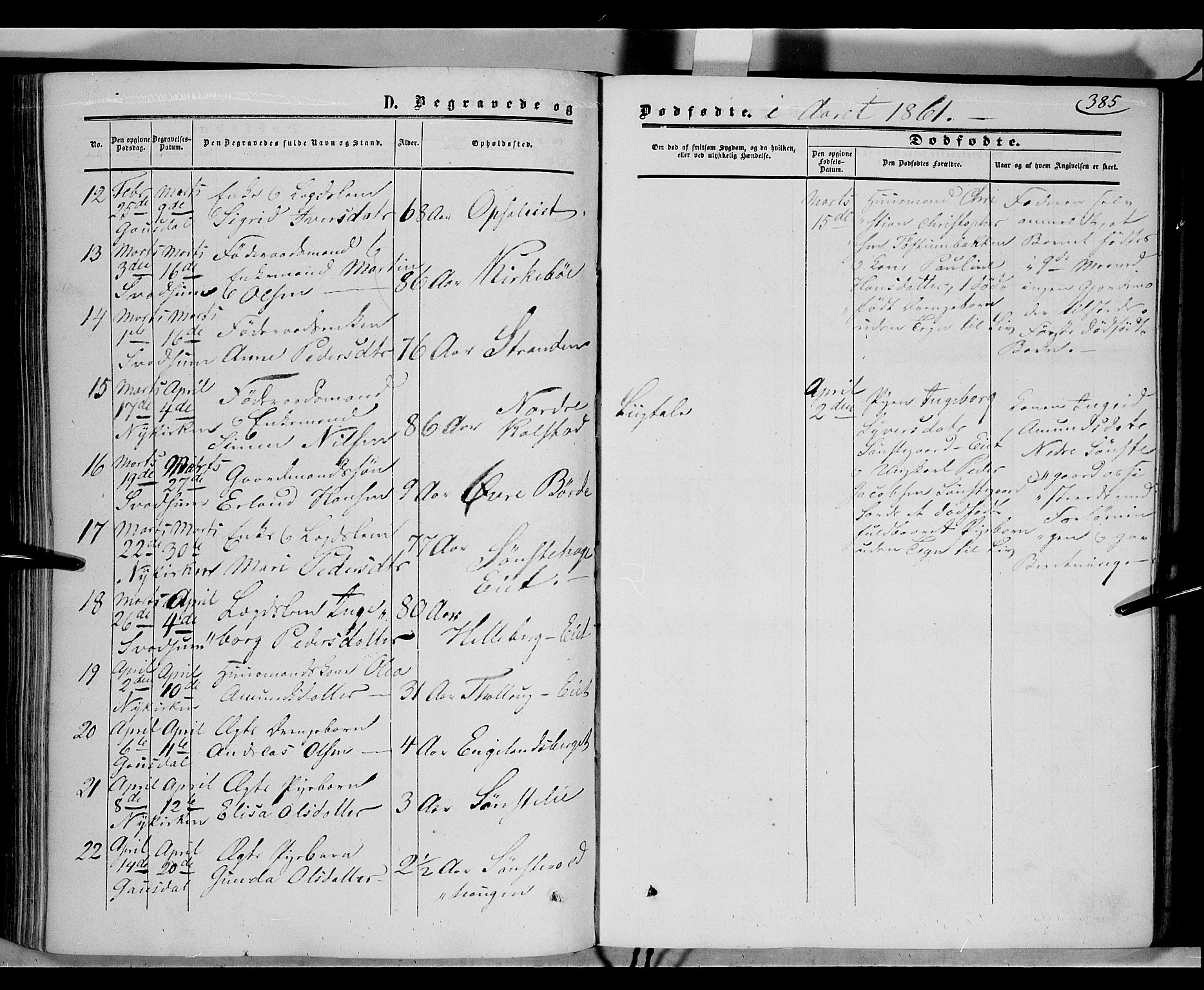 Gausdal prestekontor, SAH/PREST-090/H/Ha/Haa/L0008: Parish register (official) no. 8, 1850-1861, p. 385