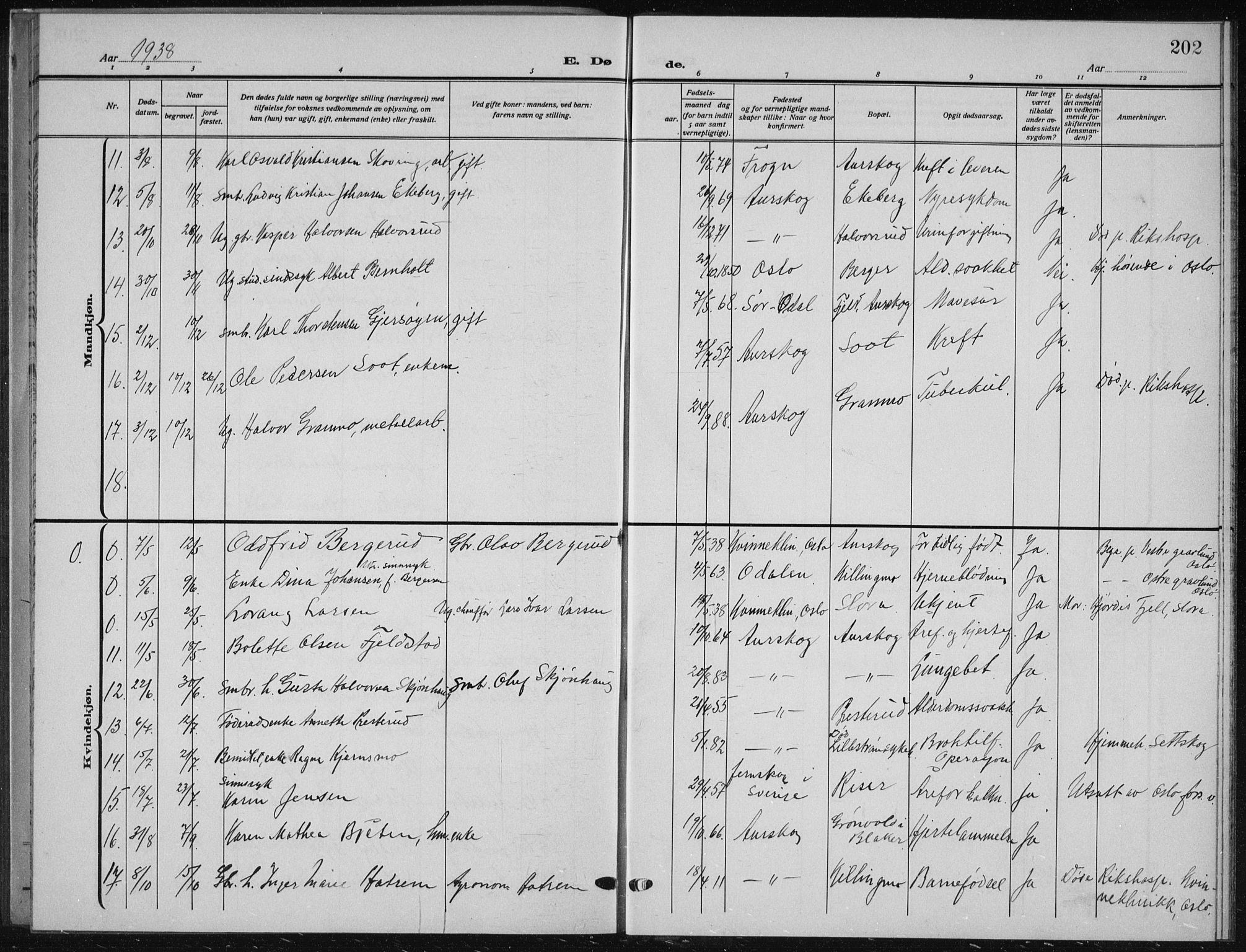 Aurskog prestekontor Kirkebøker, SAO/A-10304a/G/Ga/L0006: Parish register (copy) no. I 6, 1923-1939, p. 202